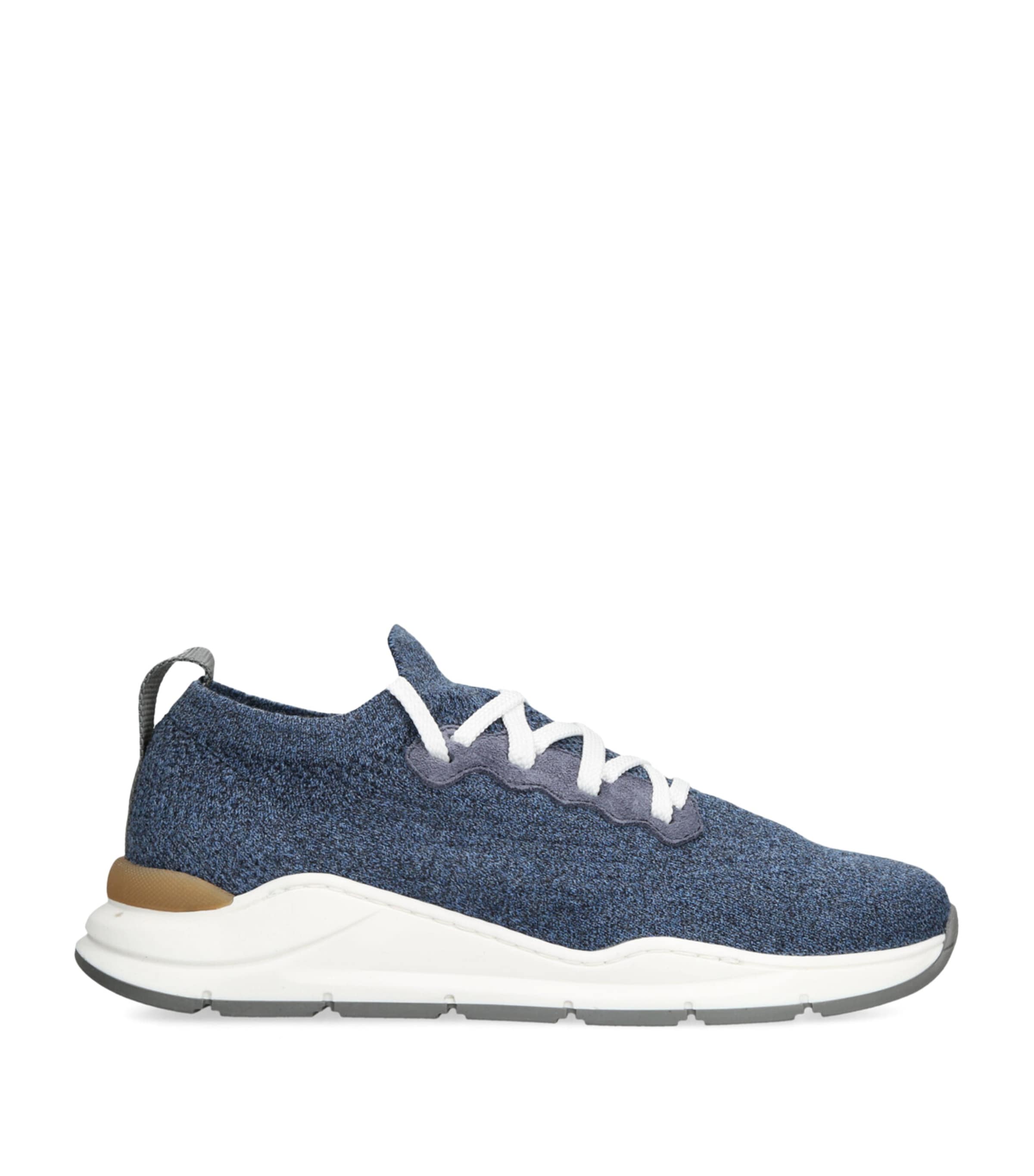 Brunello Cucinelli Knitted Sneakers In Blue