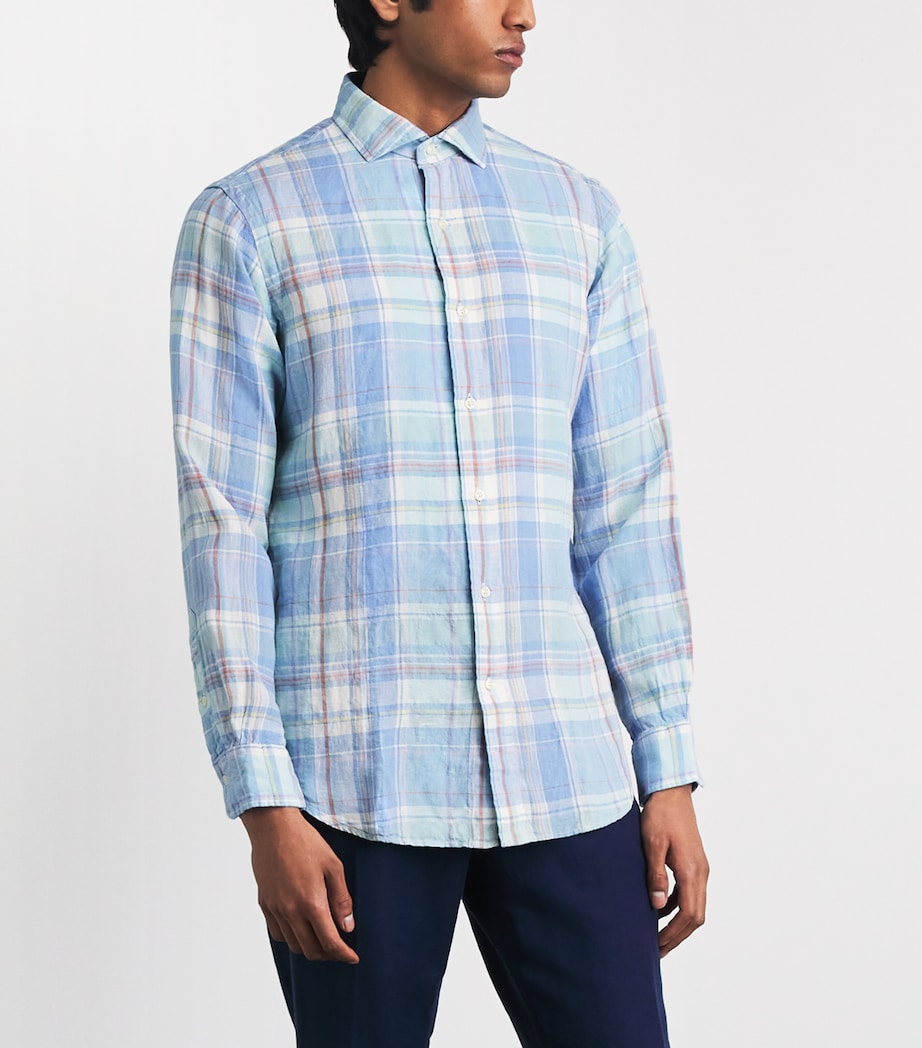 Polo Ralph Lauren Mens Linen Check Shirt Blu Orng Multi Image 4
