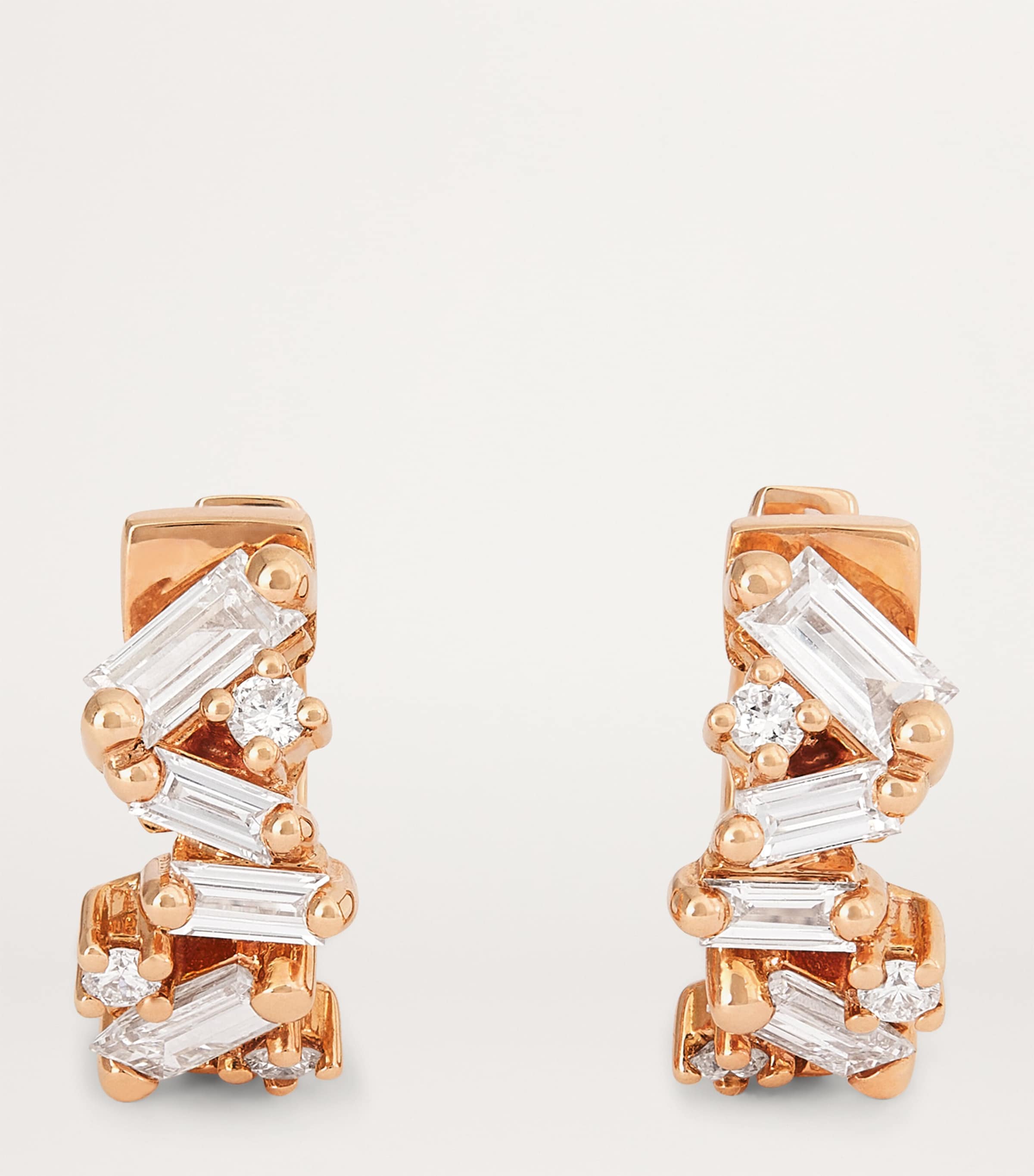 Suzanne Kalan Rose Gold And Diamond Frenzy Huggie Earrings In Rose Gold