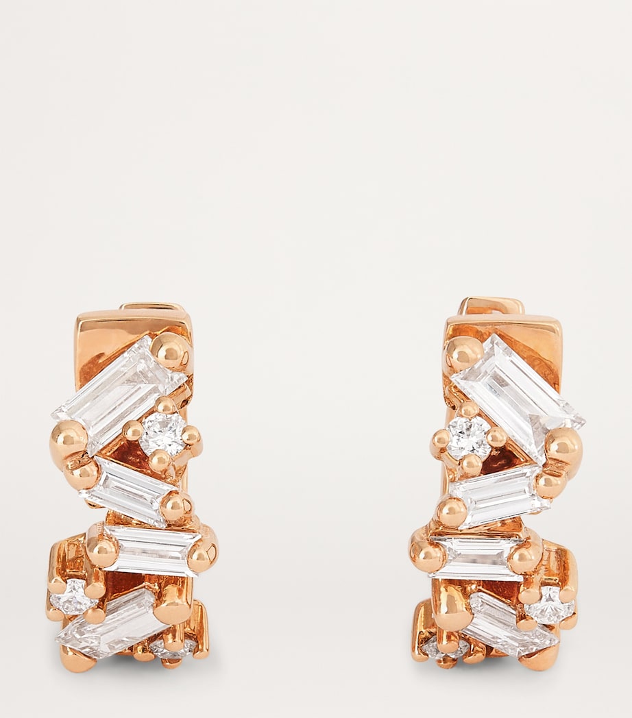 Rose Gold and Diamond Frenzy Huggie Earrings 18K RG/WD Image 3