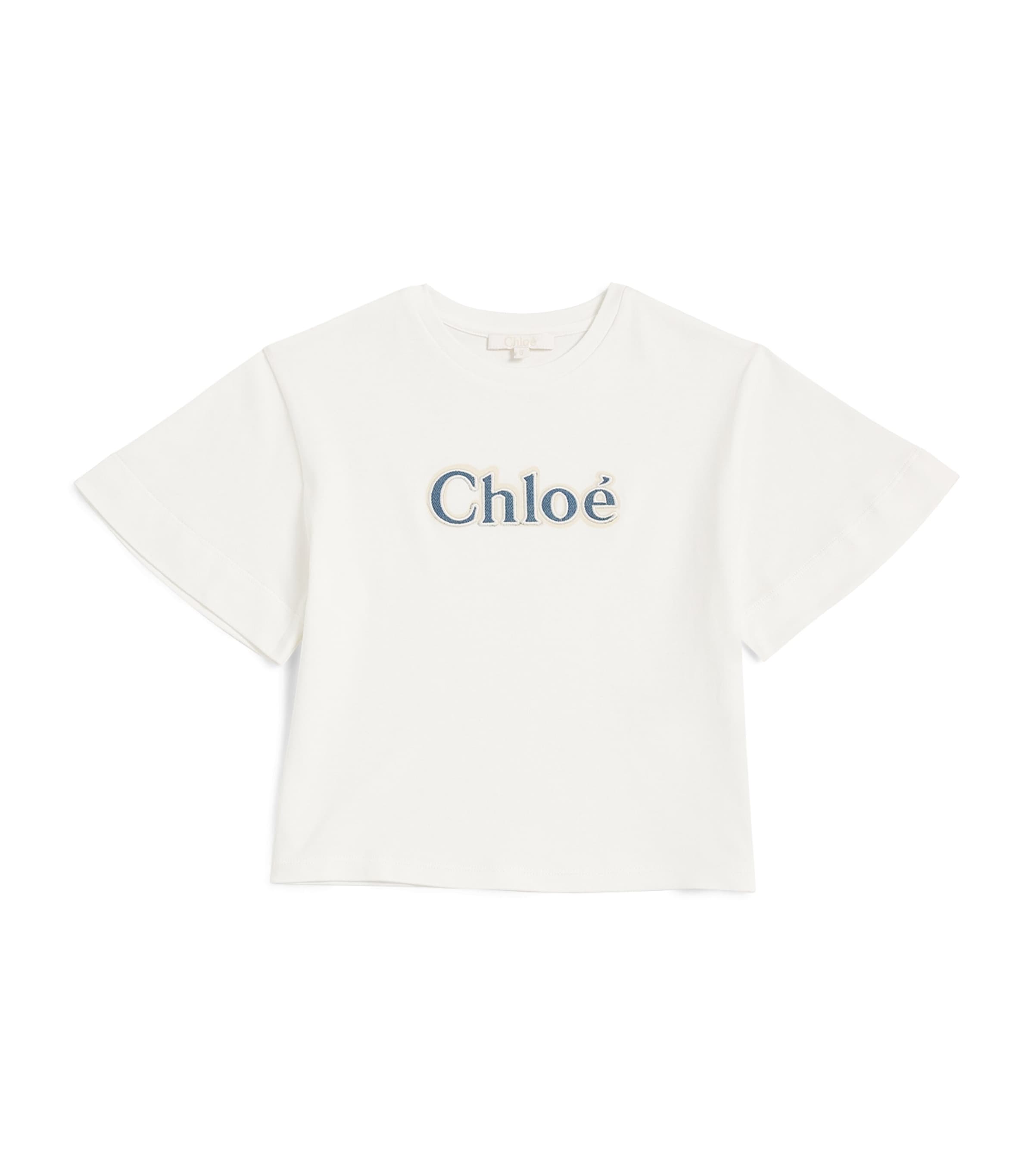 Chloé Kids' Cotton Logo T-shirt In White