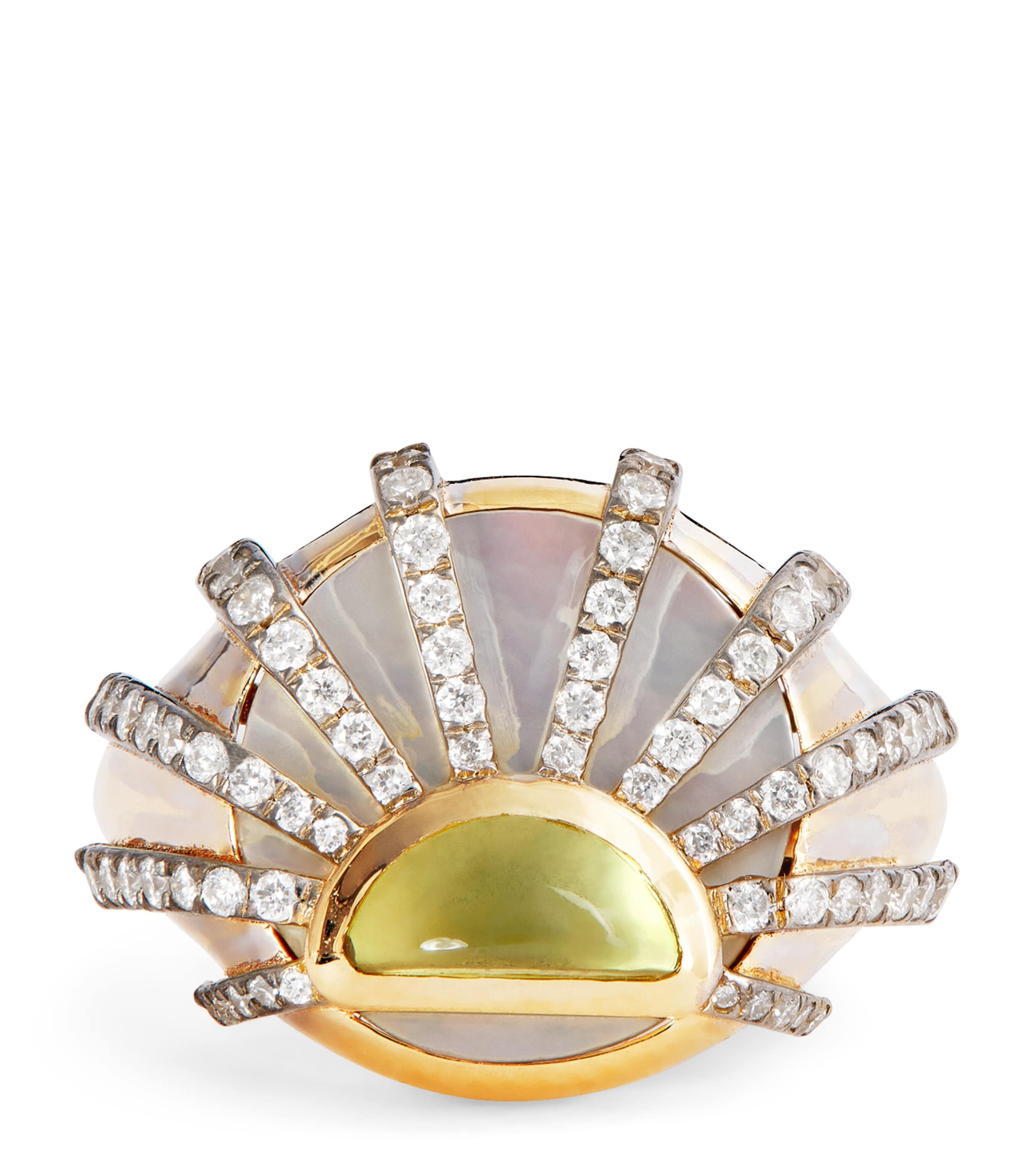 Yellow Gold, Diamond, Citrine and Pearl N*93 Sun Dawn Pinky Ring YELLOW GOLD Image 1