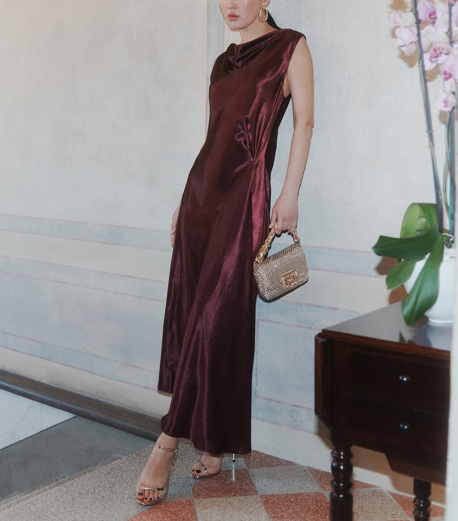Marella Womens Satin Midi Dress Bordeaux Image 2