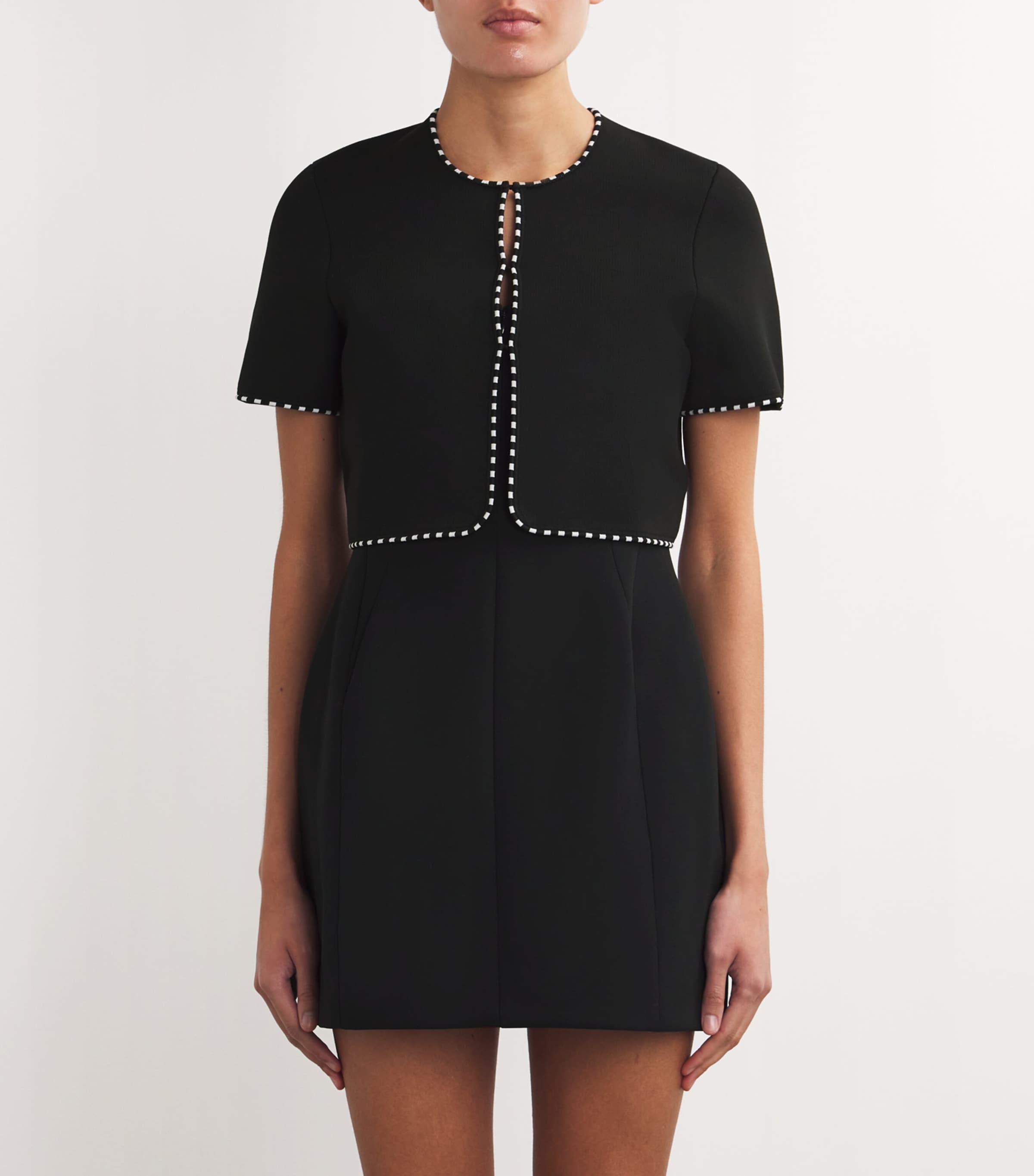 Cropped Cardigan BLACK/ECRU Image 3