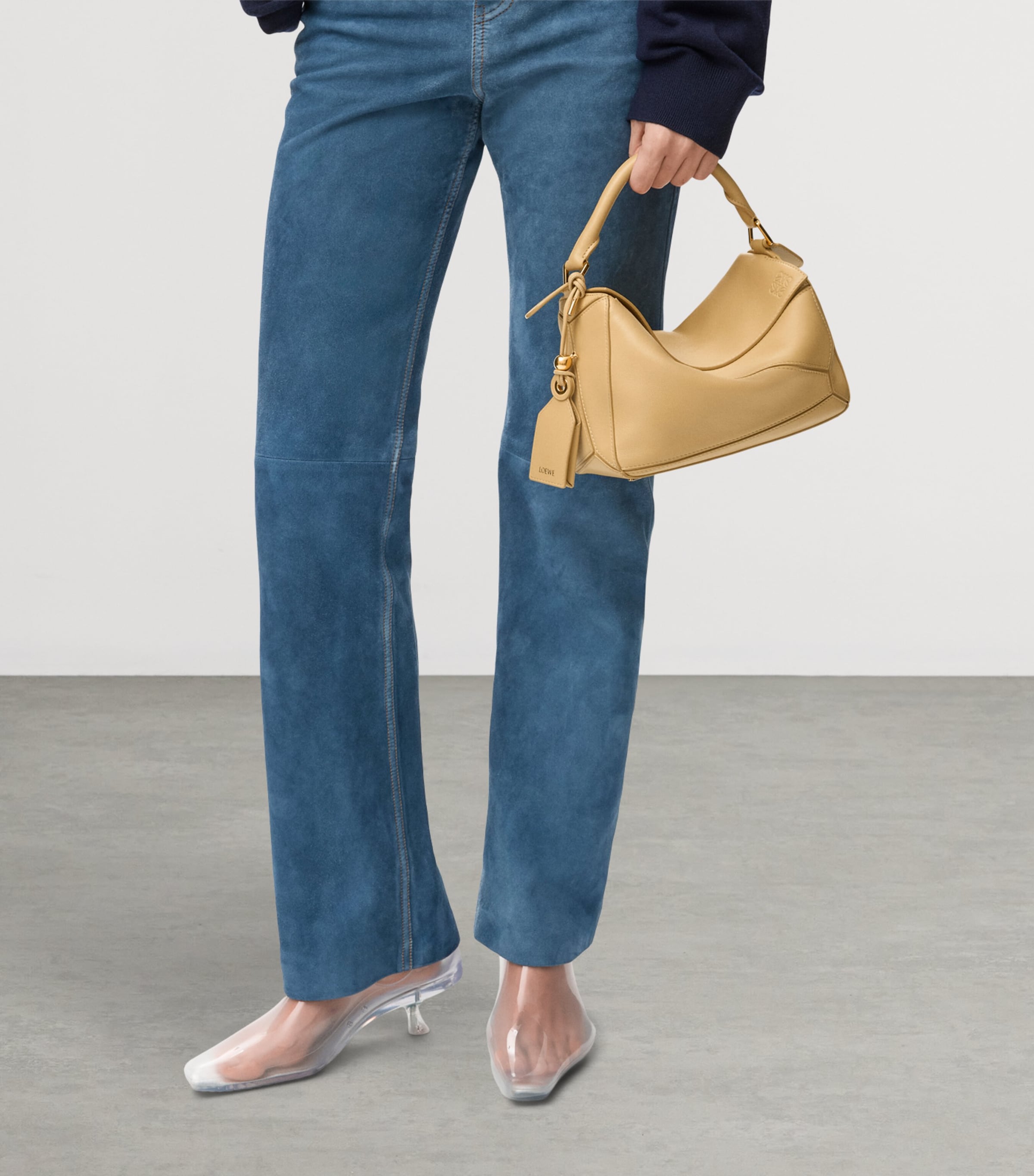 LOEWE Small Leather Featherlight Puzzle Top-Handle Bag Yellow Image 13