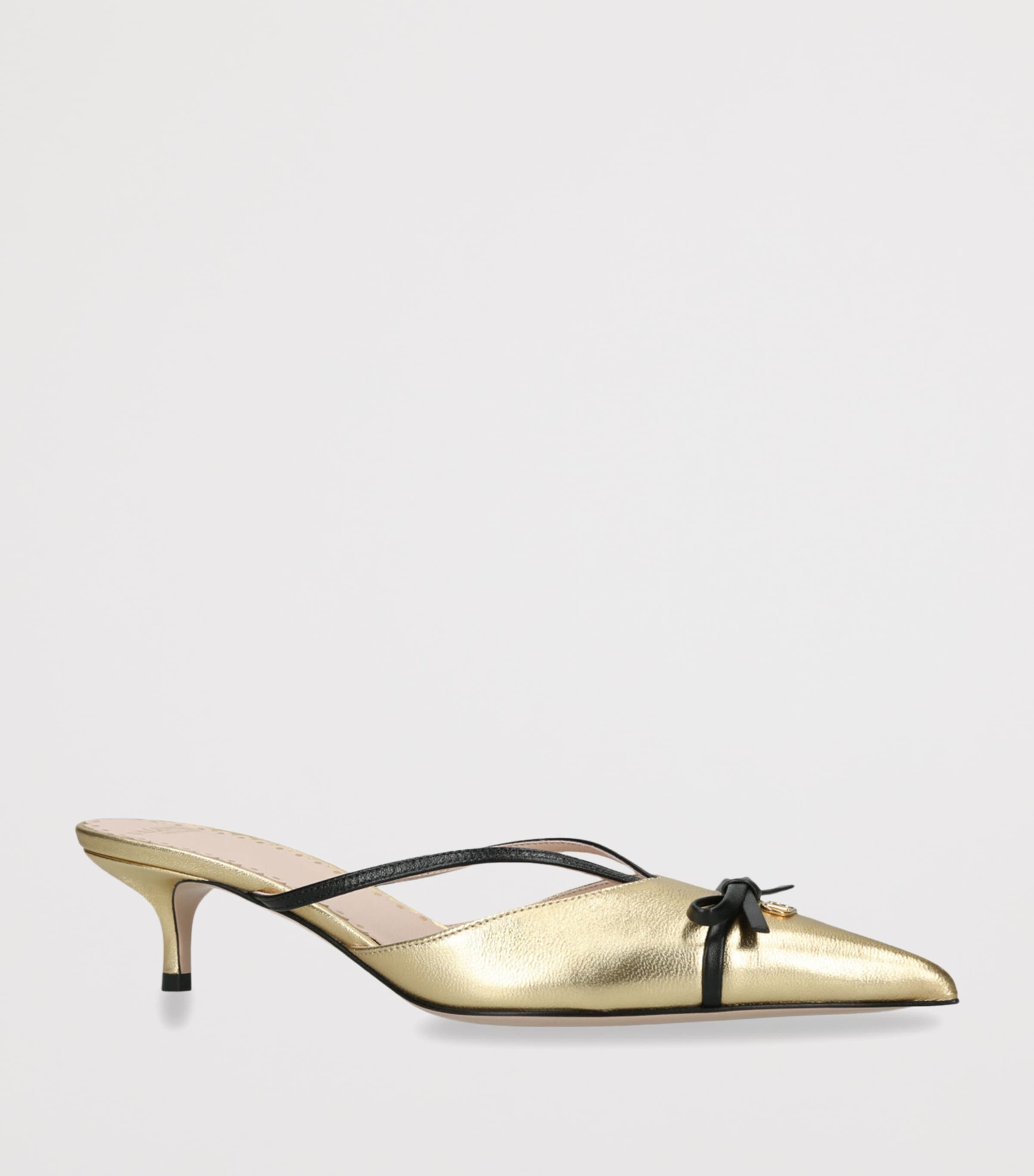 Valentino Garavani Metallic Leather Bepointy Heeled Mules 45 Gold Comb Image 3