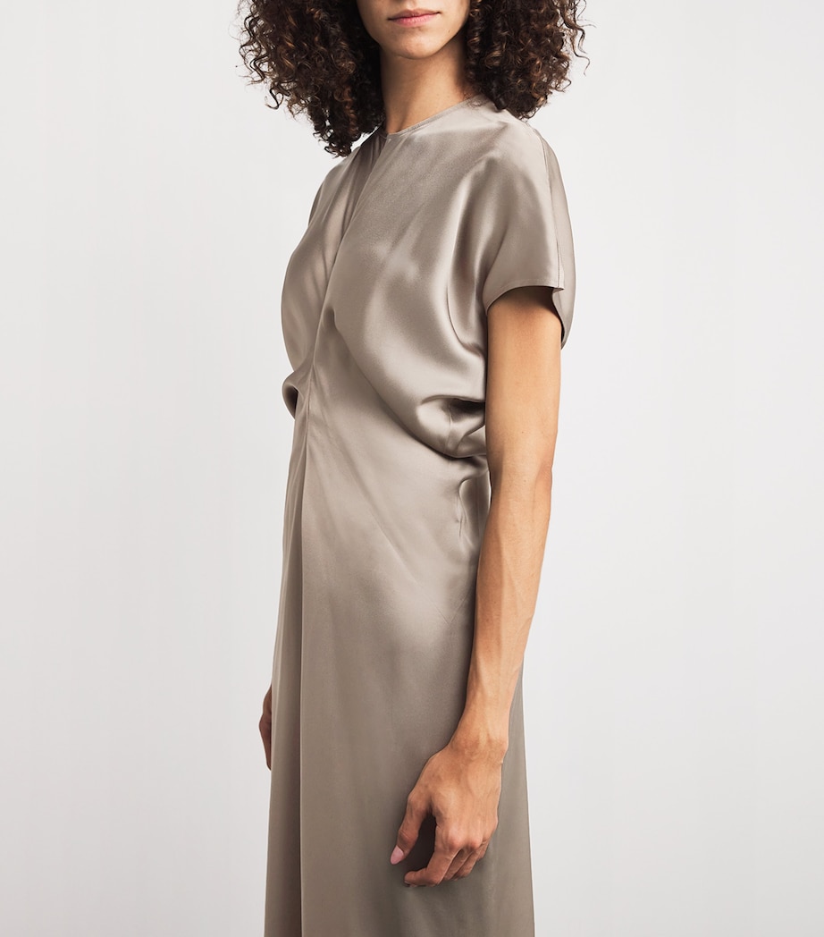Satin Slouch-Waist Midi Dress 079 TAUPE Image 4
