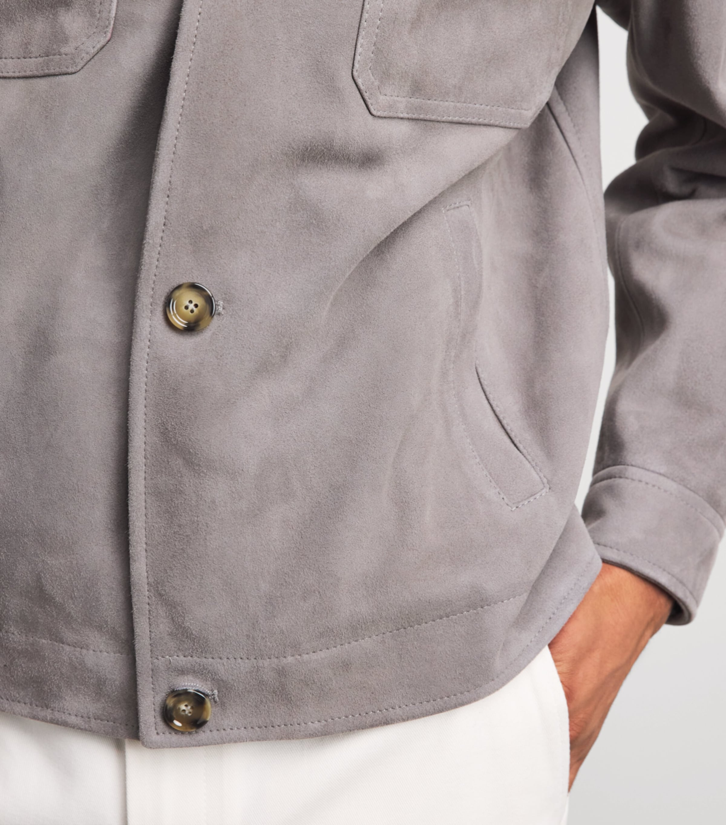 Lardini Mens Sheepskin Suede Jacket Grey Image 3