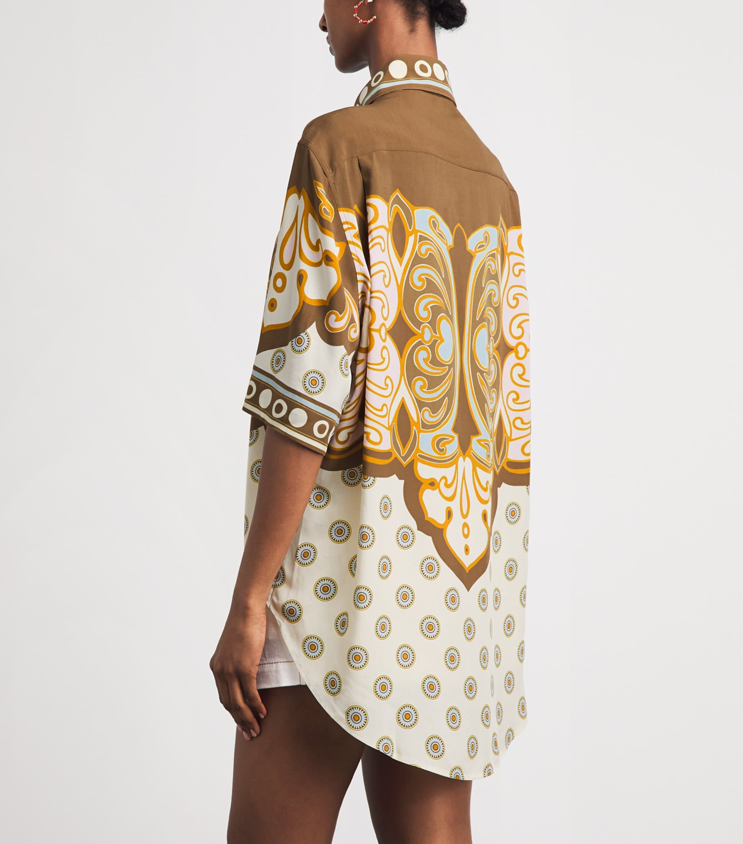 La Doublej Womens Cropped-Sleeve Geometric Shirt Cocoon Image 5