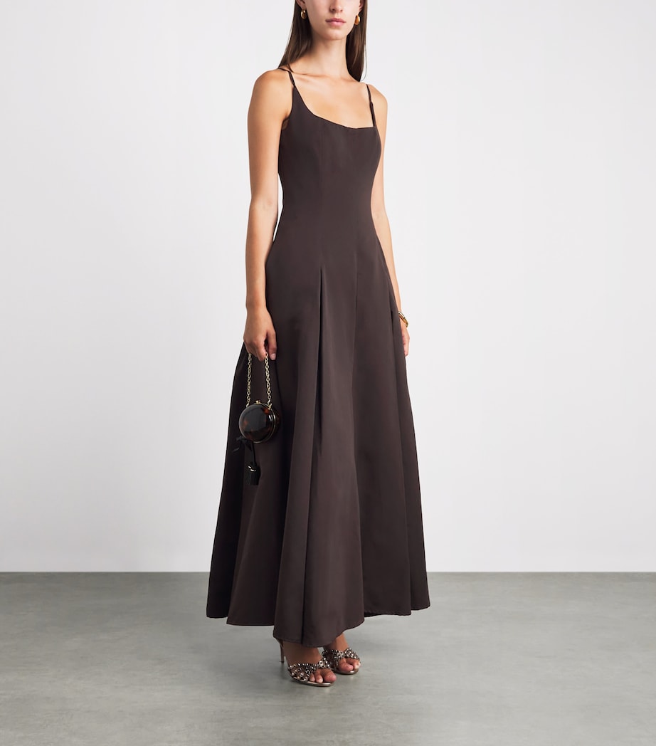 STAUD Womens A-Line Jill Midi Dress Eart Earth Image 2