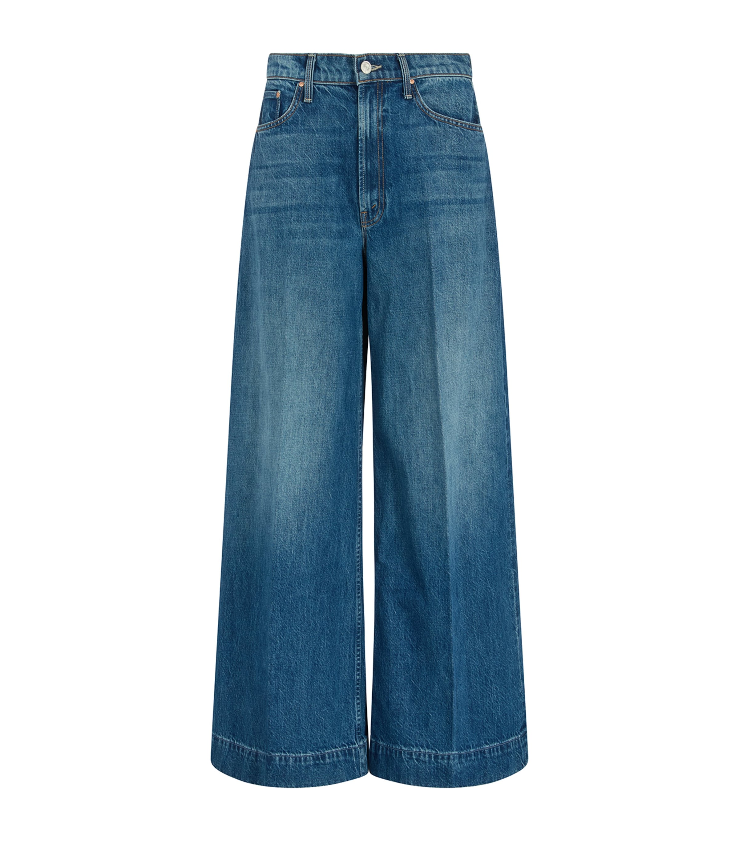 Mother Womens Green Thumb The Headliner Sneak Wide-leg Denim Jeans In Blue