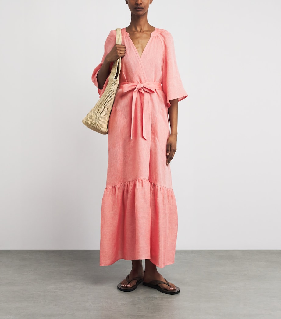 Eres Womens Linen Audacieuse Wrap Midi Dress Gourmand Image 2