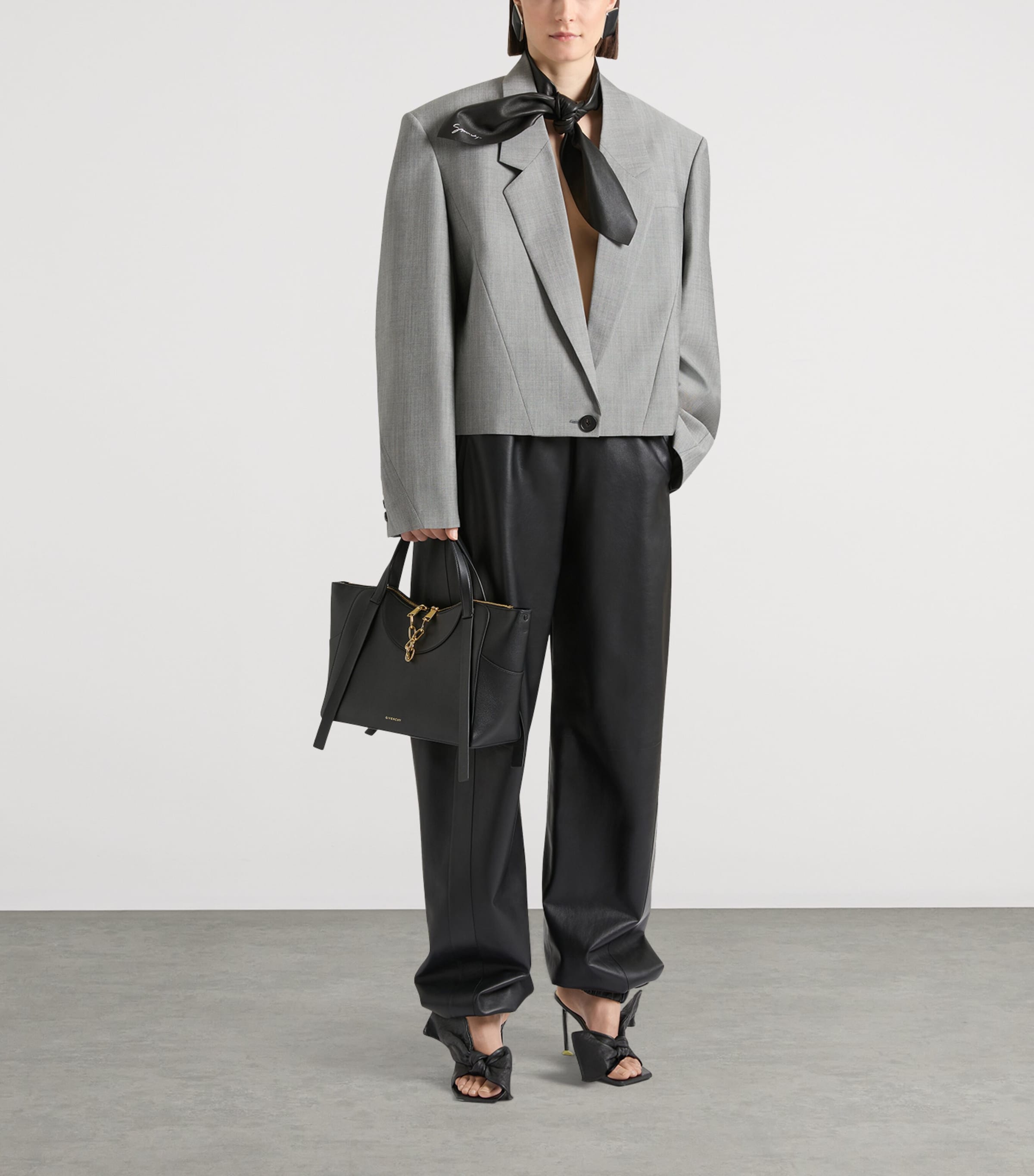 Givenchy Womens Leather Elasticated Trousers Image 2