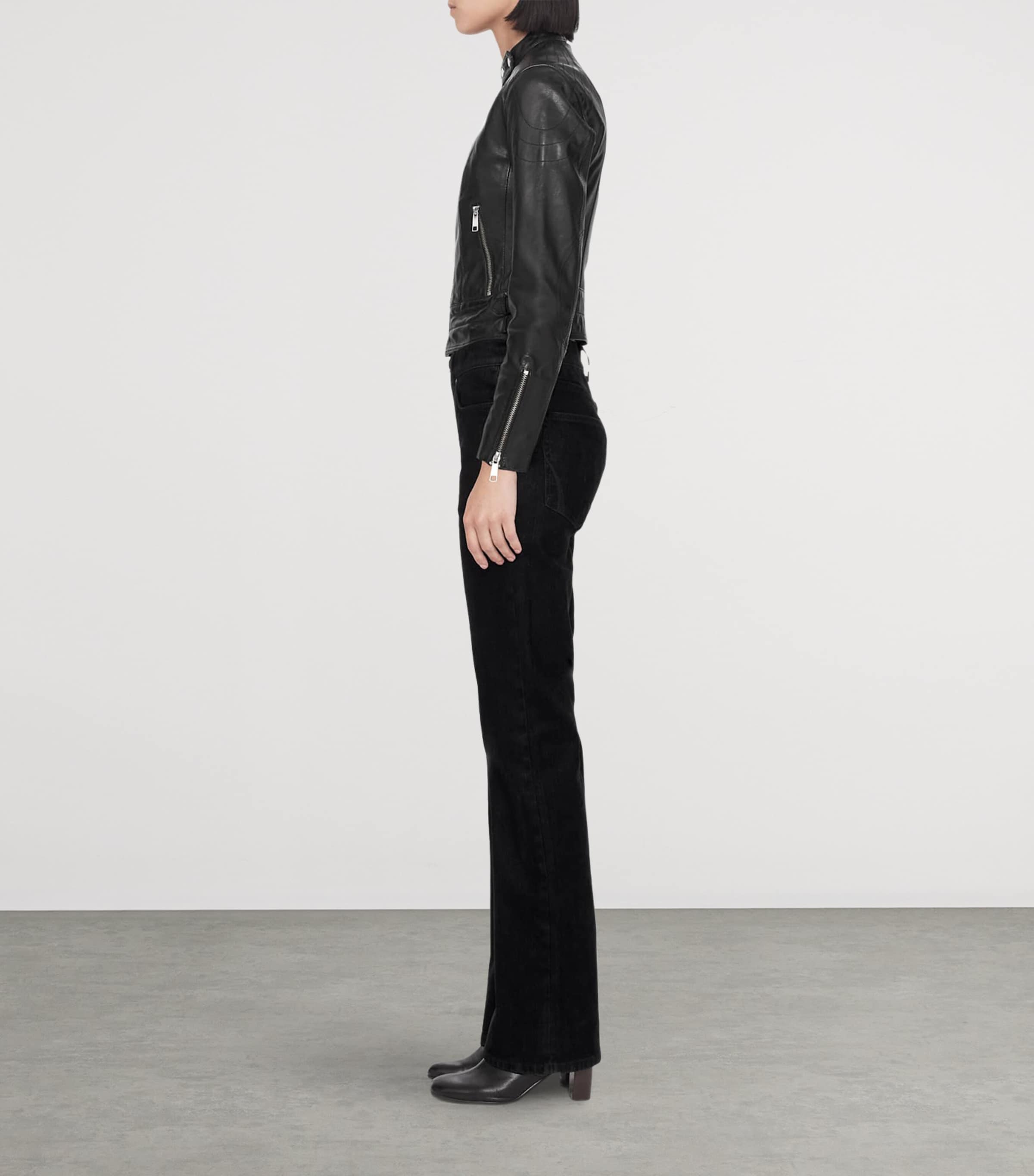 AllSaints Womens Comet Leather Jacket Black Image 8
