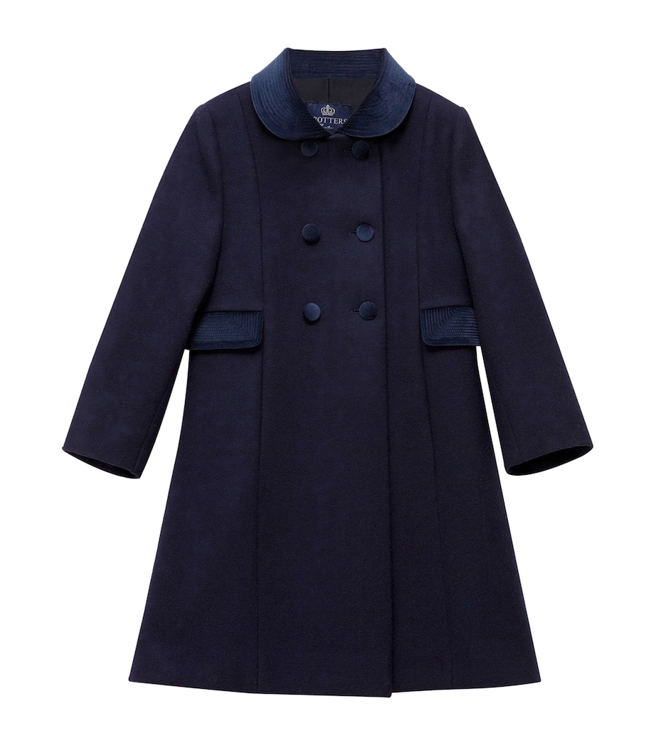 Wool Double-Breasted Coat (6-11 Years) NAVY Image 1
