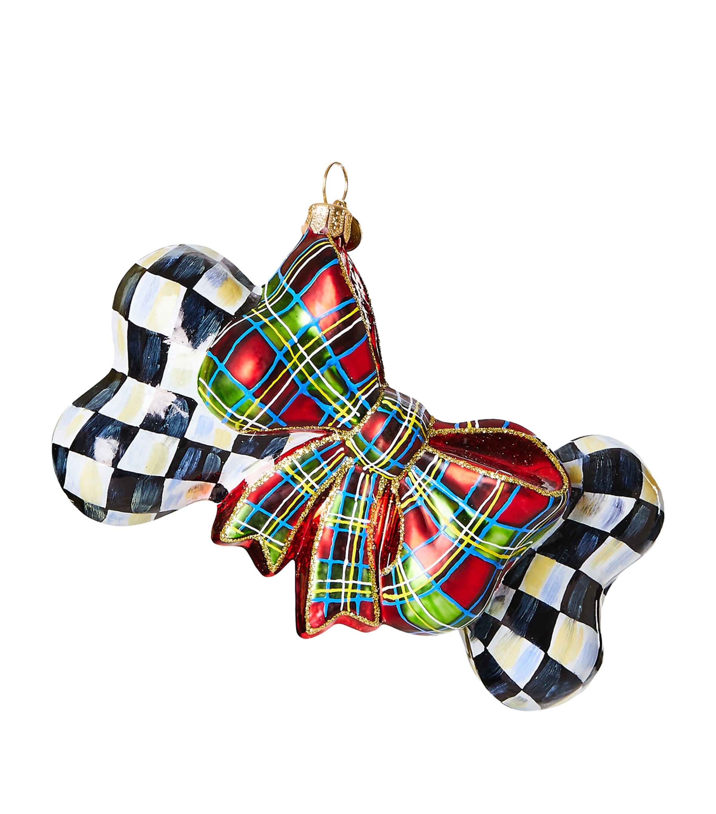 Mackenzie-childs Glass Dog Bone Tree Decoration In Black