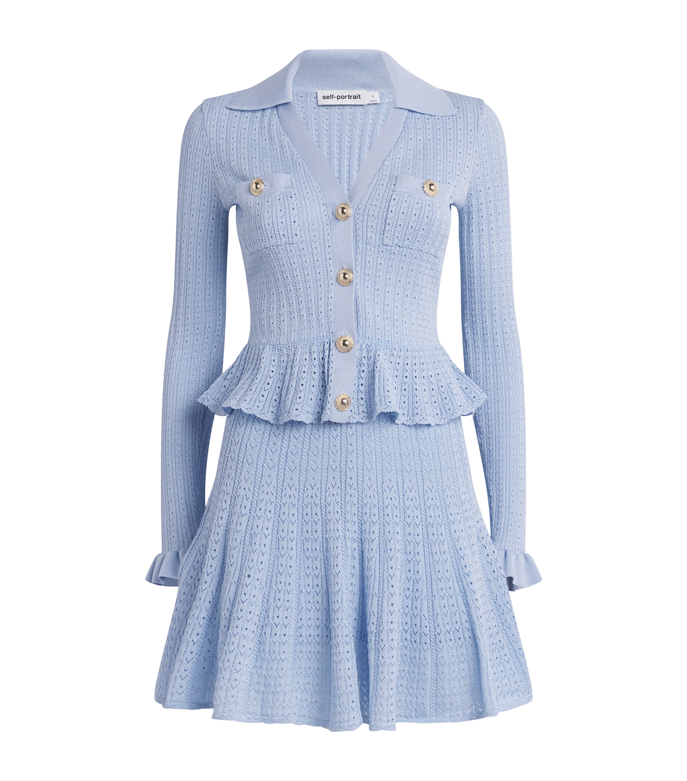 Pointelle Knit Mini Dress PALE BLUE Image 1