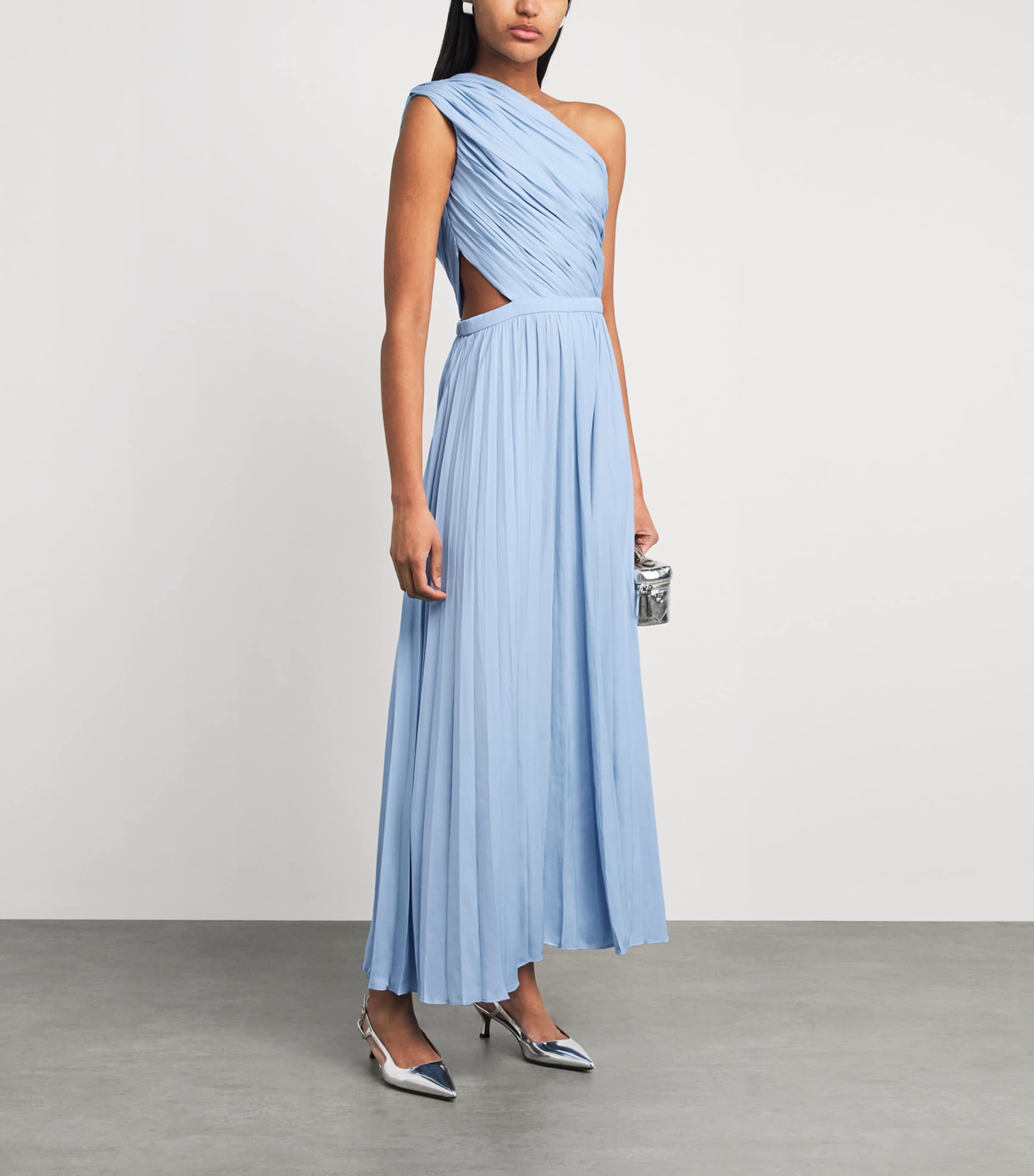 Maje Womens One-Shoulder Maxi Dress Blue Sky Image 2