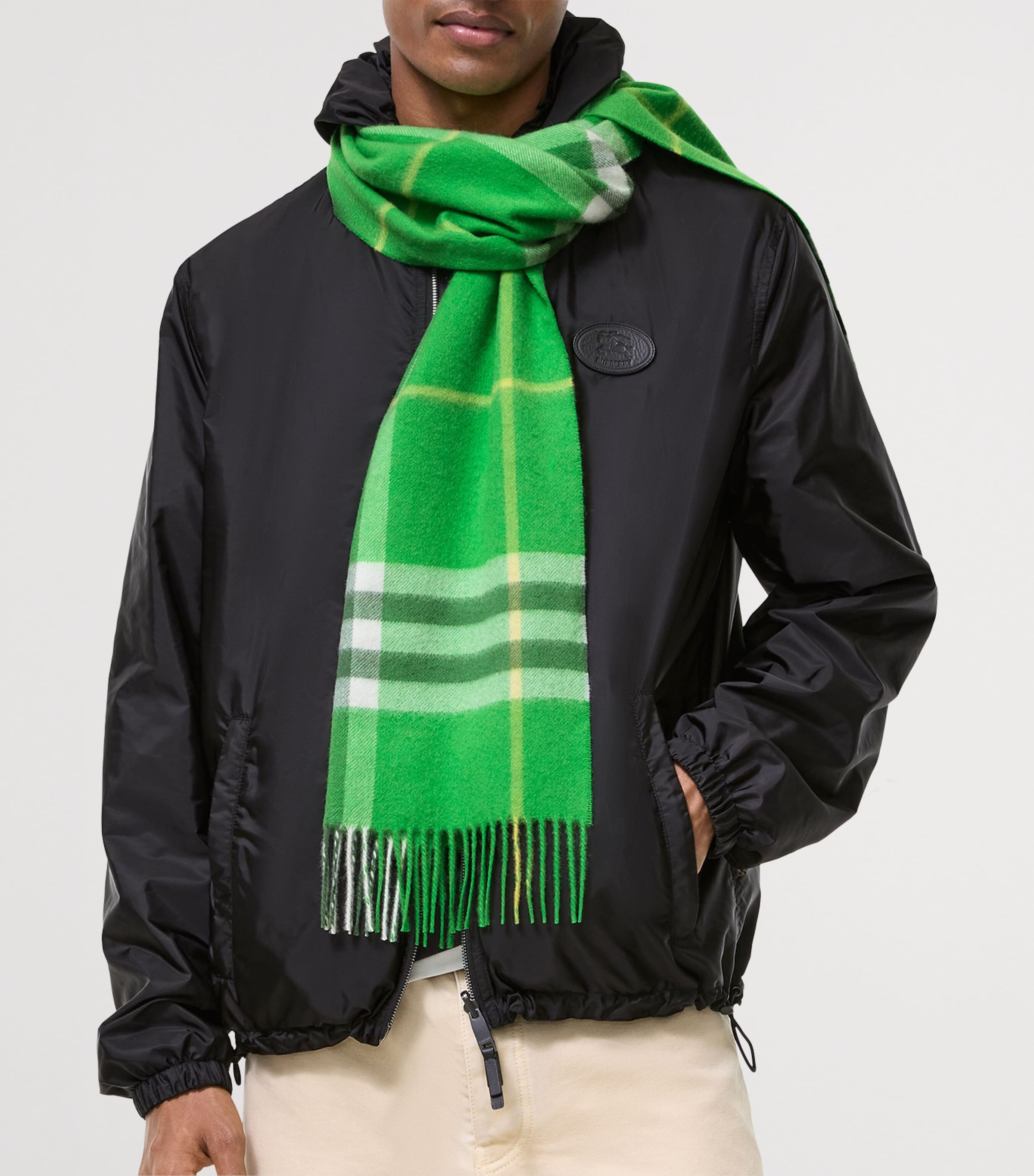 Burberry Cashmere Check Scarf Racquet Green Image 3
