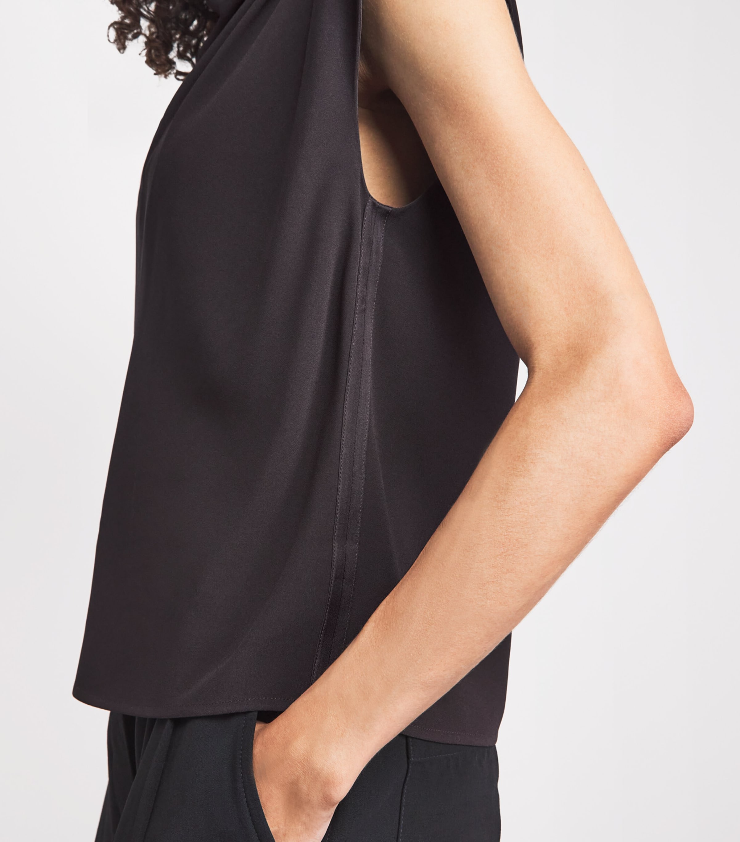Agnona Womens Sleeveless Draped Blouse Dark Brown Ebony Image 3