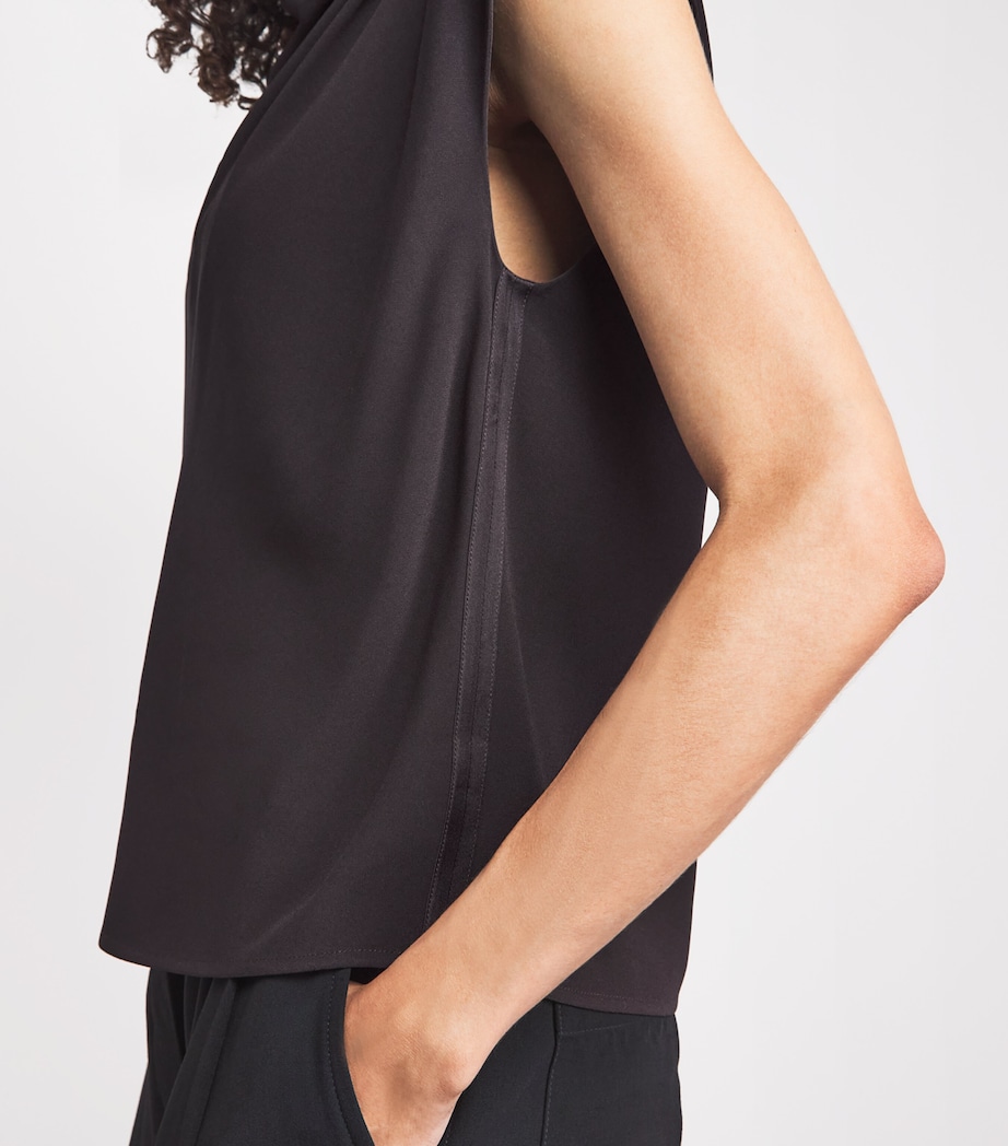 Agnona Womens Sleeveless Draped Blouse Dark Brown Ebony Image 3