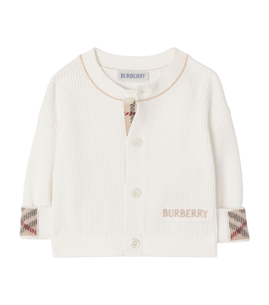 Burberry Kids Cotton Logo Cardigan (6-36 Months) Ivory Image 1
