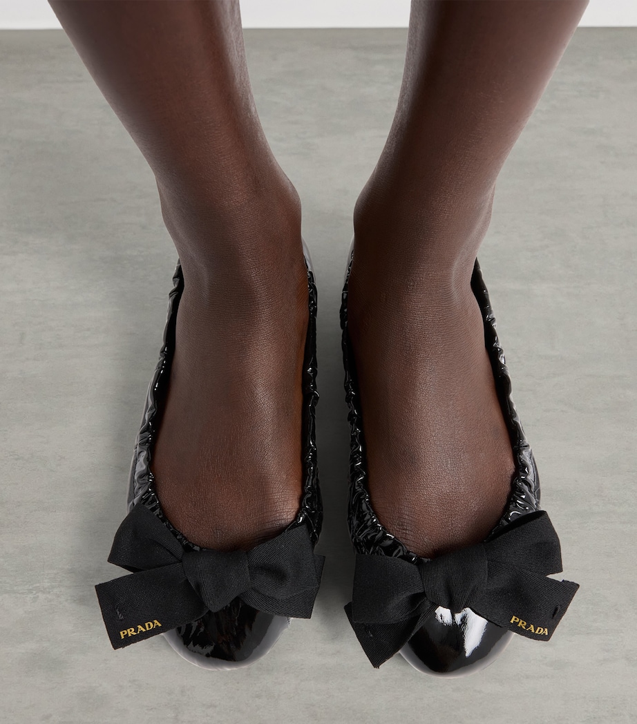 Prada Patent Leather Bow Ballet Flats Black Image 2