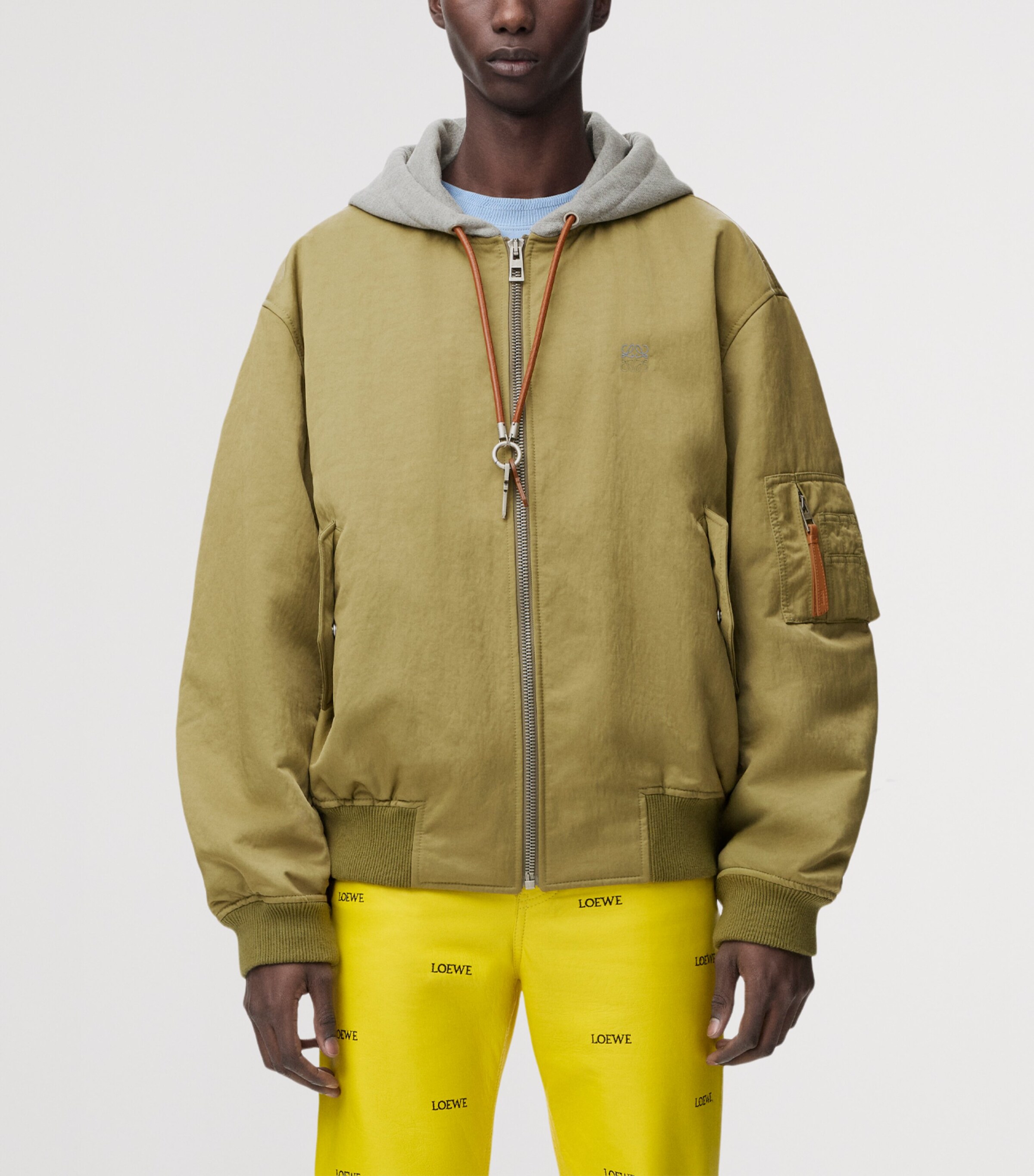 LOEWE Green Anagram Hooded Bomber Jacket | Harrods CA