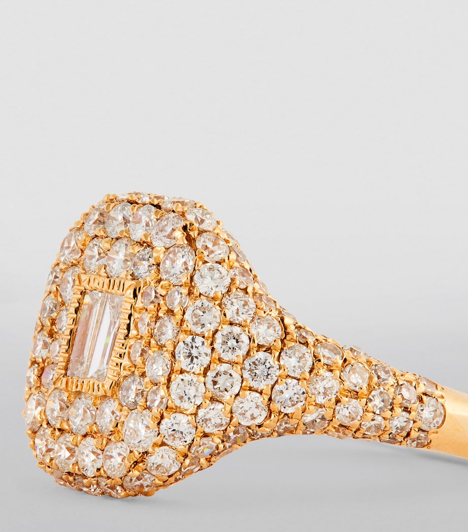 Yellow Gold and Diamond Pavé New Modern Pinky Ring YELLOW GOLD Image 6