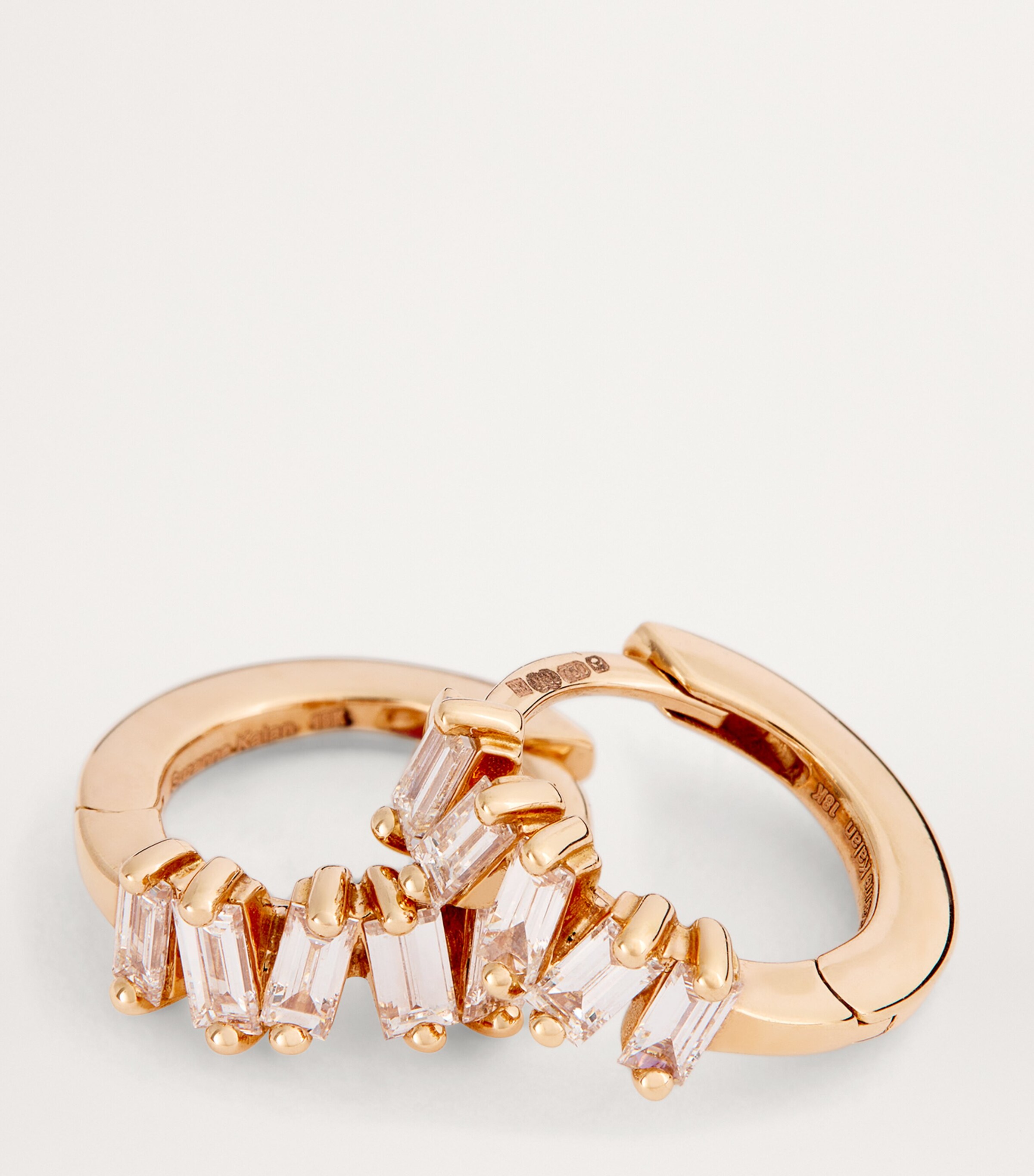 Rose Gold and Diamond Fireworks Huggie Earrings 18K RG/WD Image 7