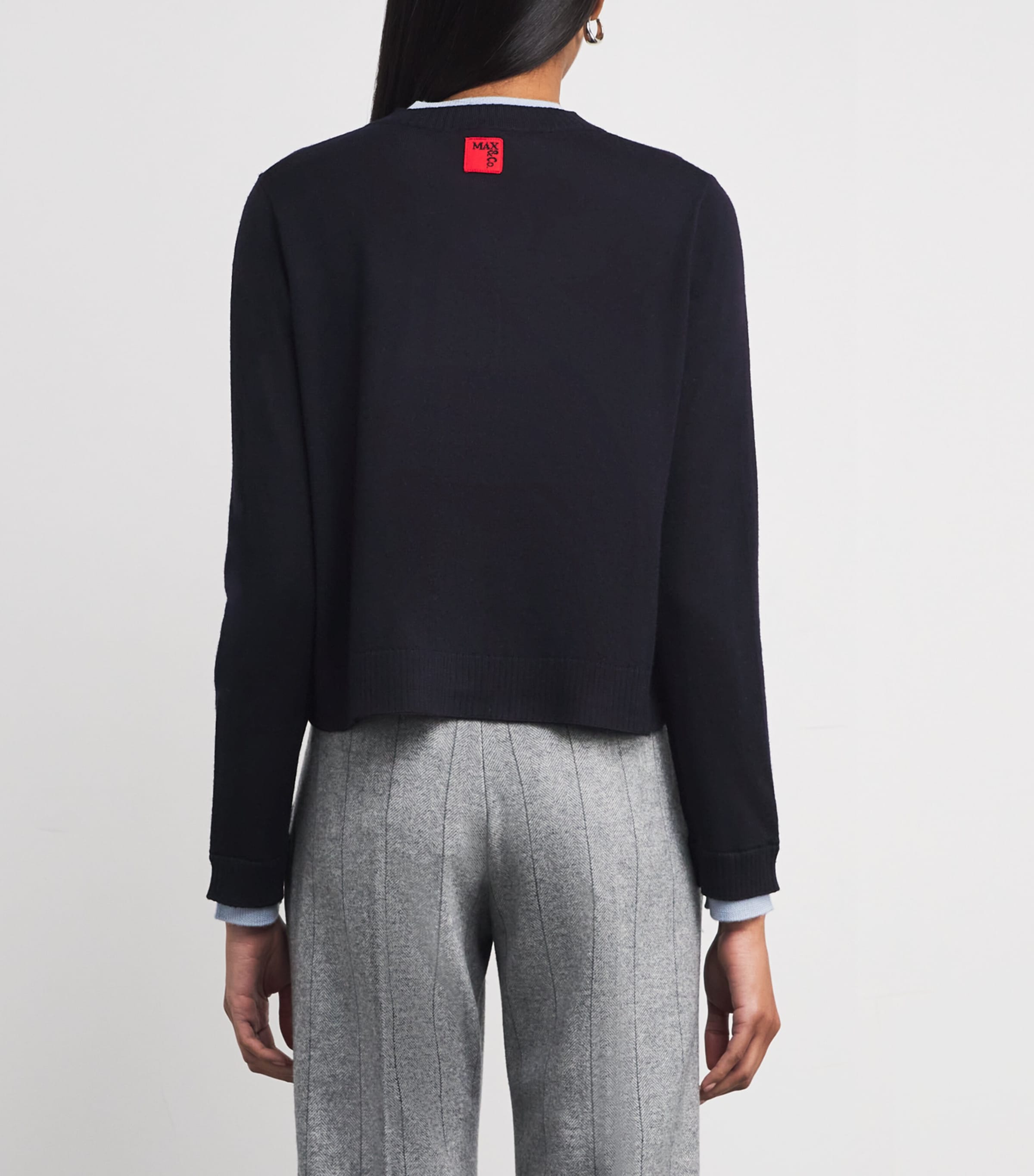 Virgin Wool Double-Layer Cardigan NAVY Image 4