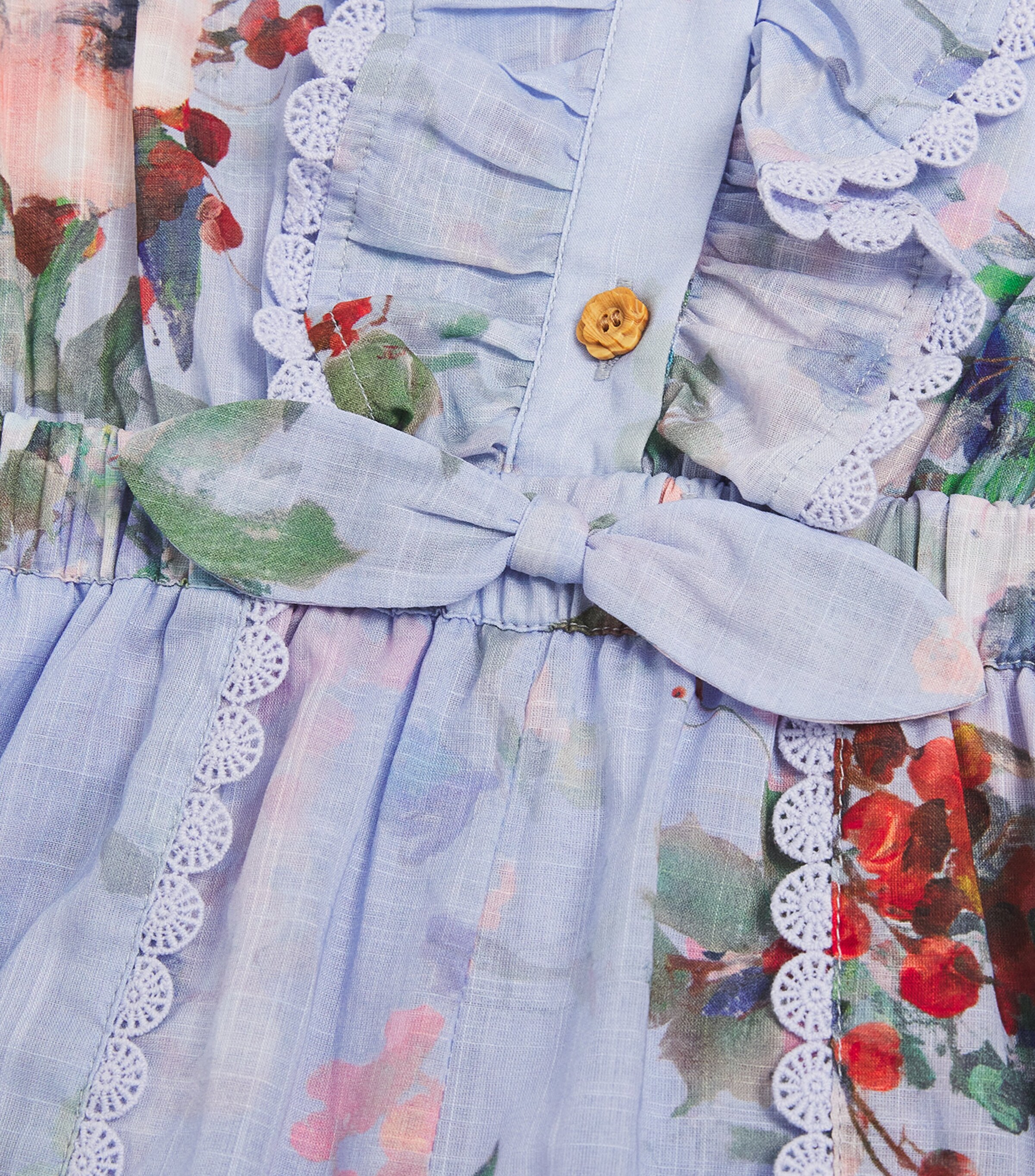 Zimmermann Kids Blue Frill Everley Playsuit (1-12 Years) Harrods AU