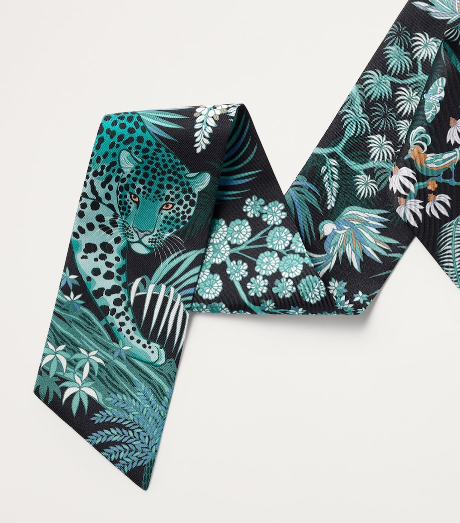 Cartier Silk Flora and Fauna Panthère Scarf Blue Image 3