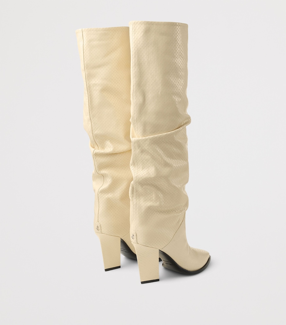 Hart 85 Snakeskin-Embossed Leather Knee-High Boots BUTTERMILK Image 3