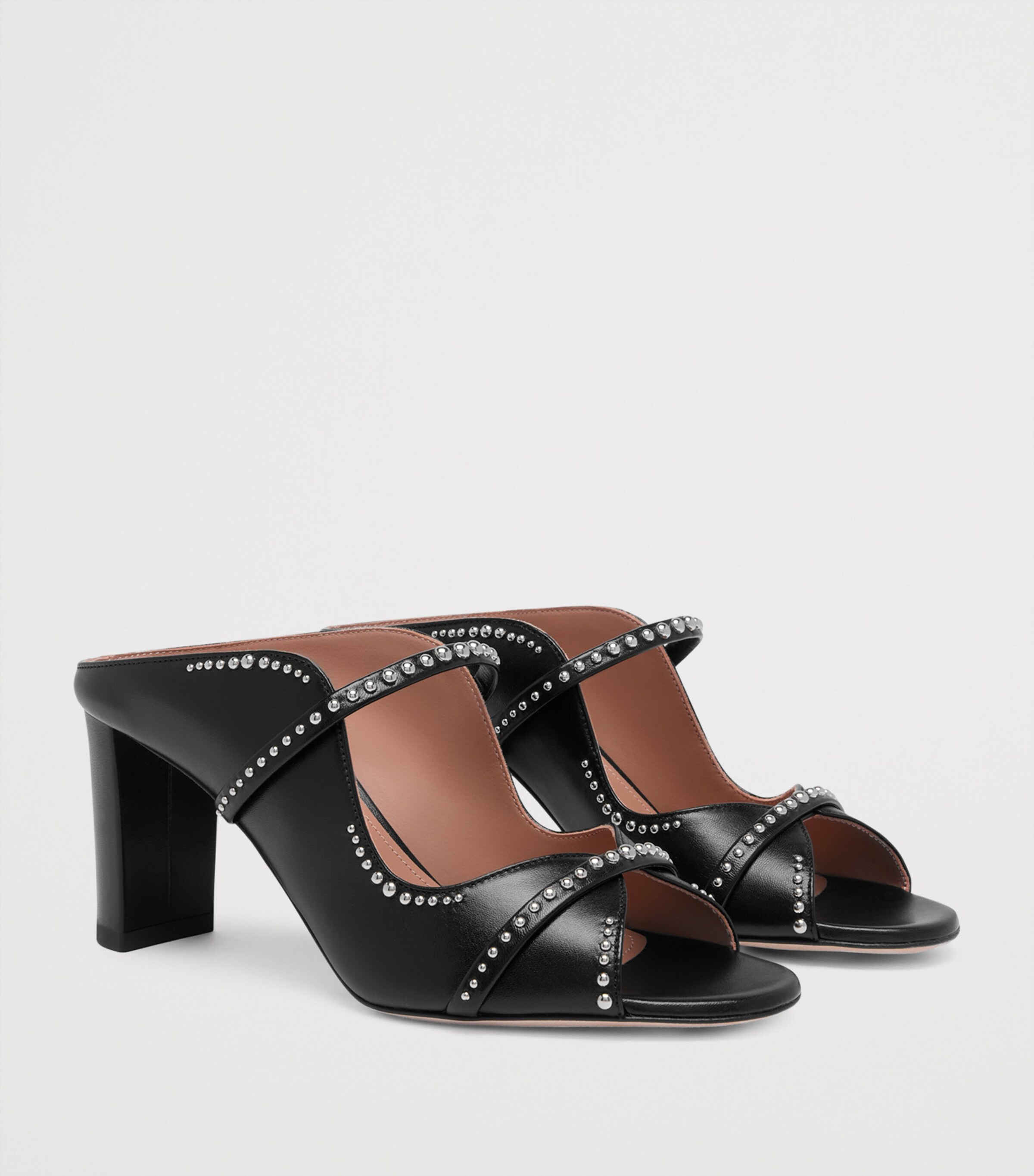 Malone Souliers Leather Studded Norah Heeled Sandals 70 Black Image 3