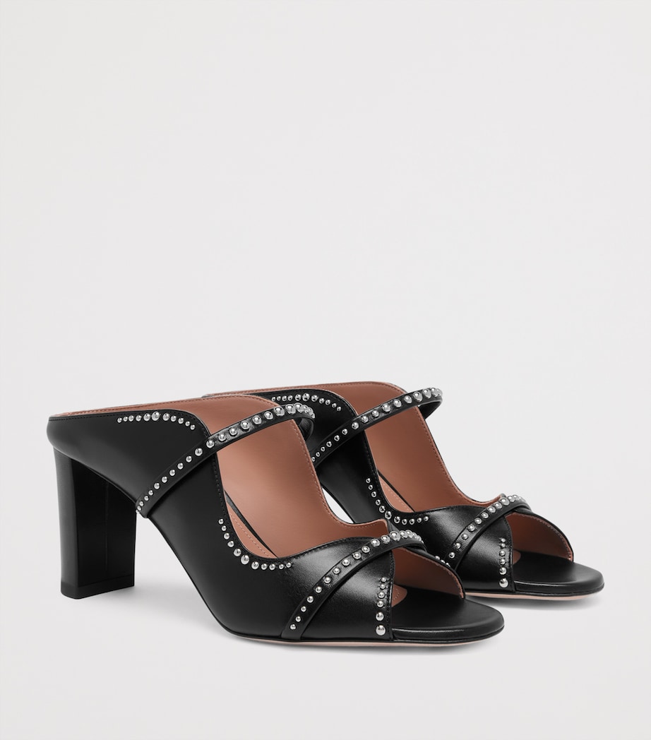 Leather Studded Norah Heeled Sandals 70 BLACK Image 3