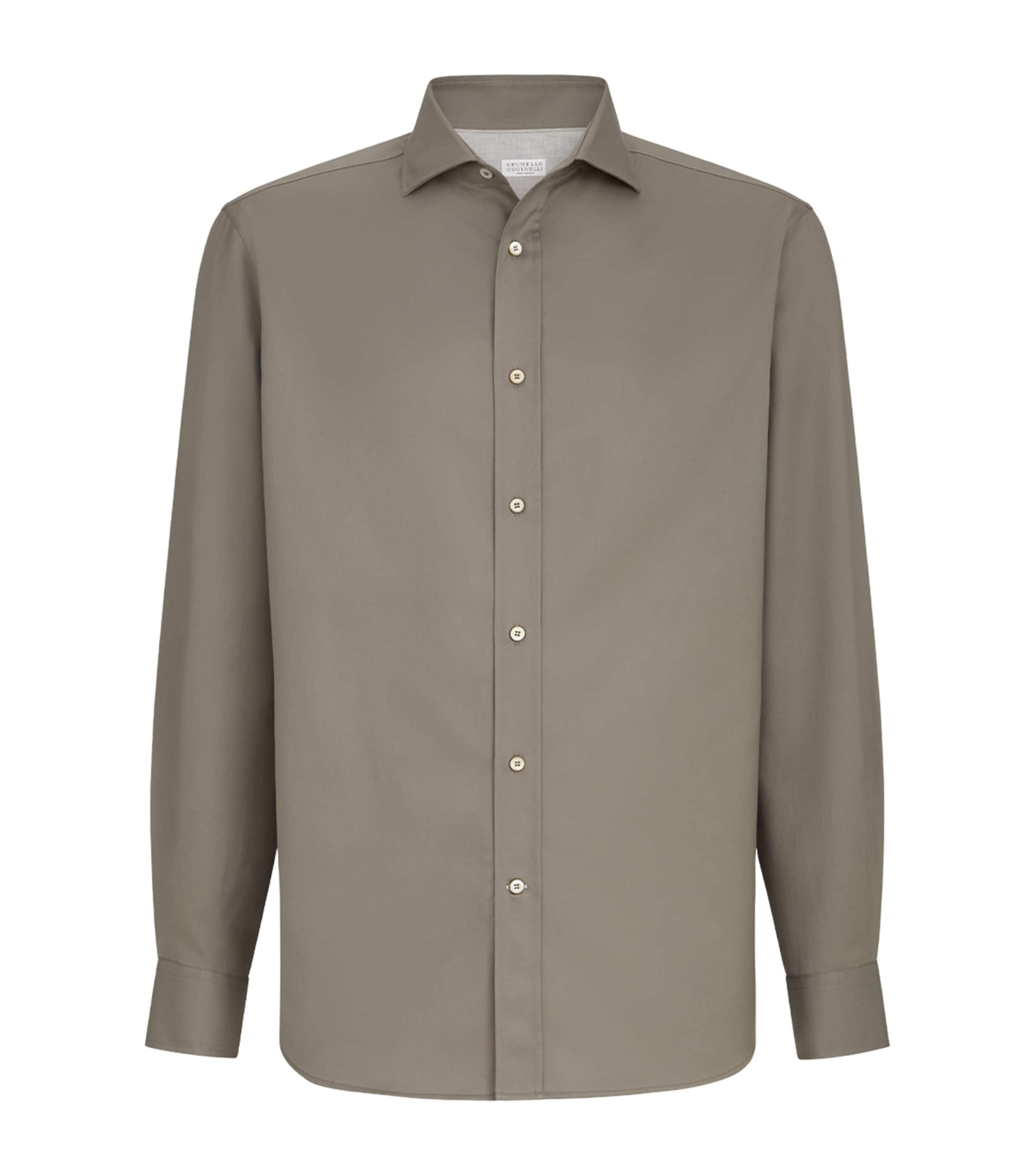 Brunello Cucinelli Mens Cotton Twill Garment-Dyed Shirt Image 1