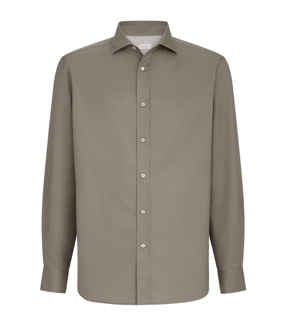 Brunello Cucinelli Mens Cotton Twill Garment-Dyed Shirt Image 1