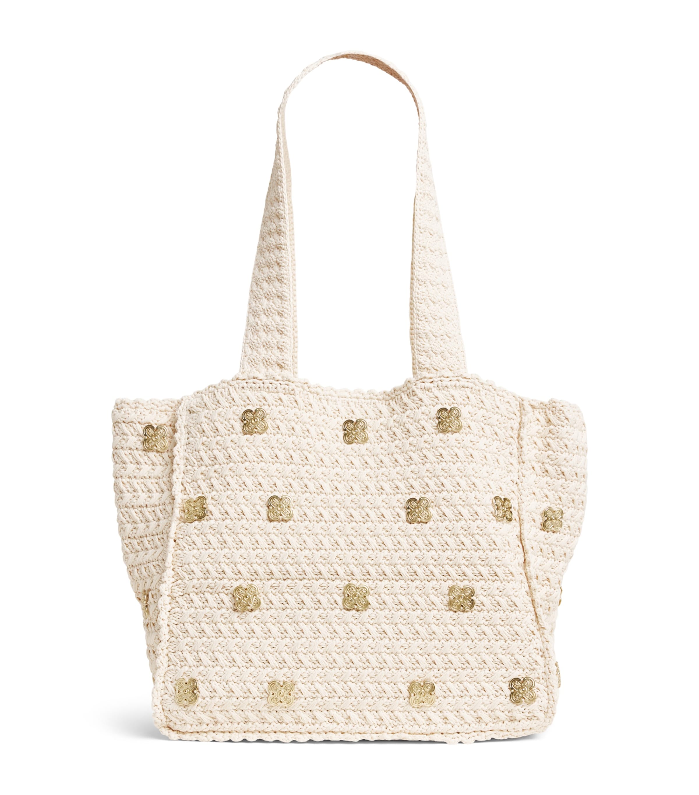 Sandro Paris Crochet Logo Shoulder Bag Ecru Image 1