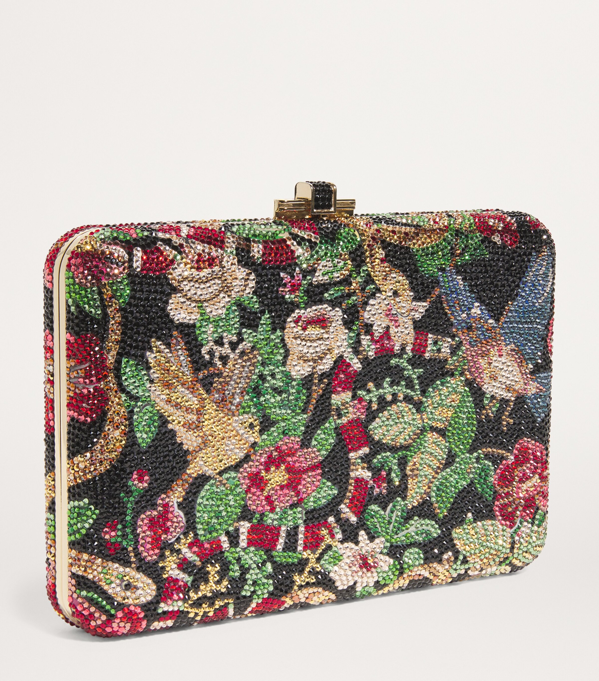 Judith Leiber Embellished Allegory Slim Slide Clutch Bag Cjtmt Chmpn Jet Mlti Image 3