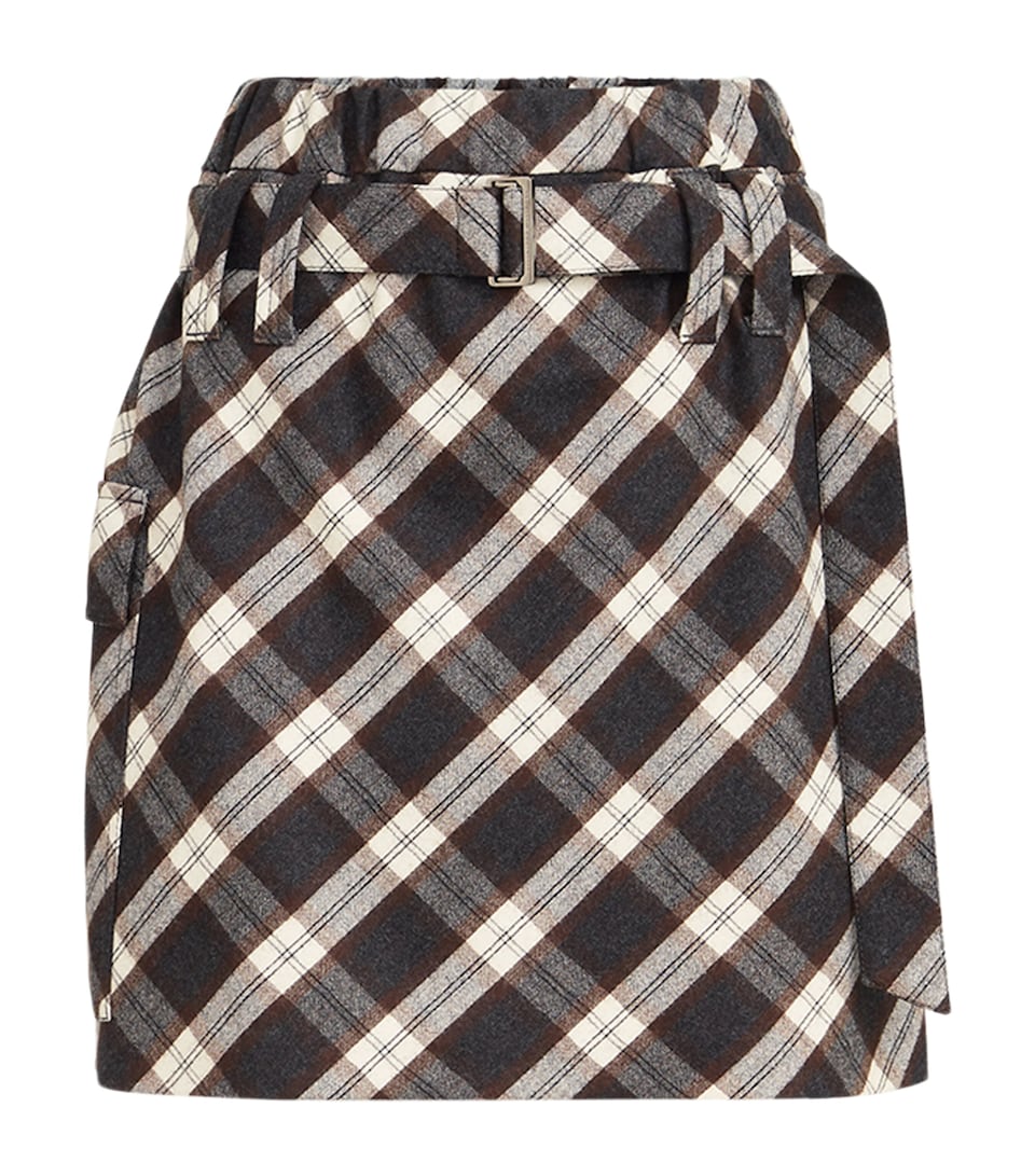 Brunello Cucinelli Virgin Wool-Blend Check Mini Skirt