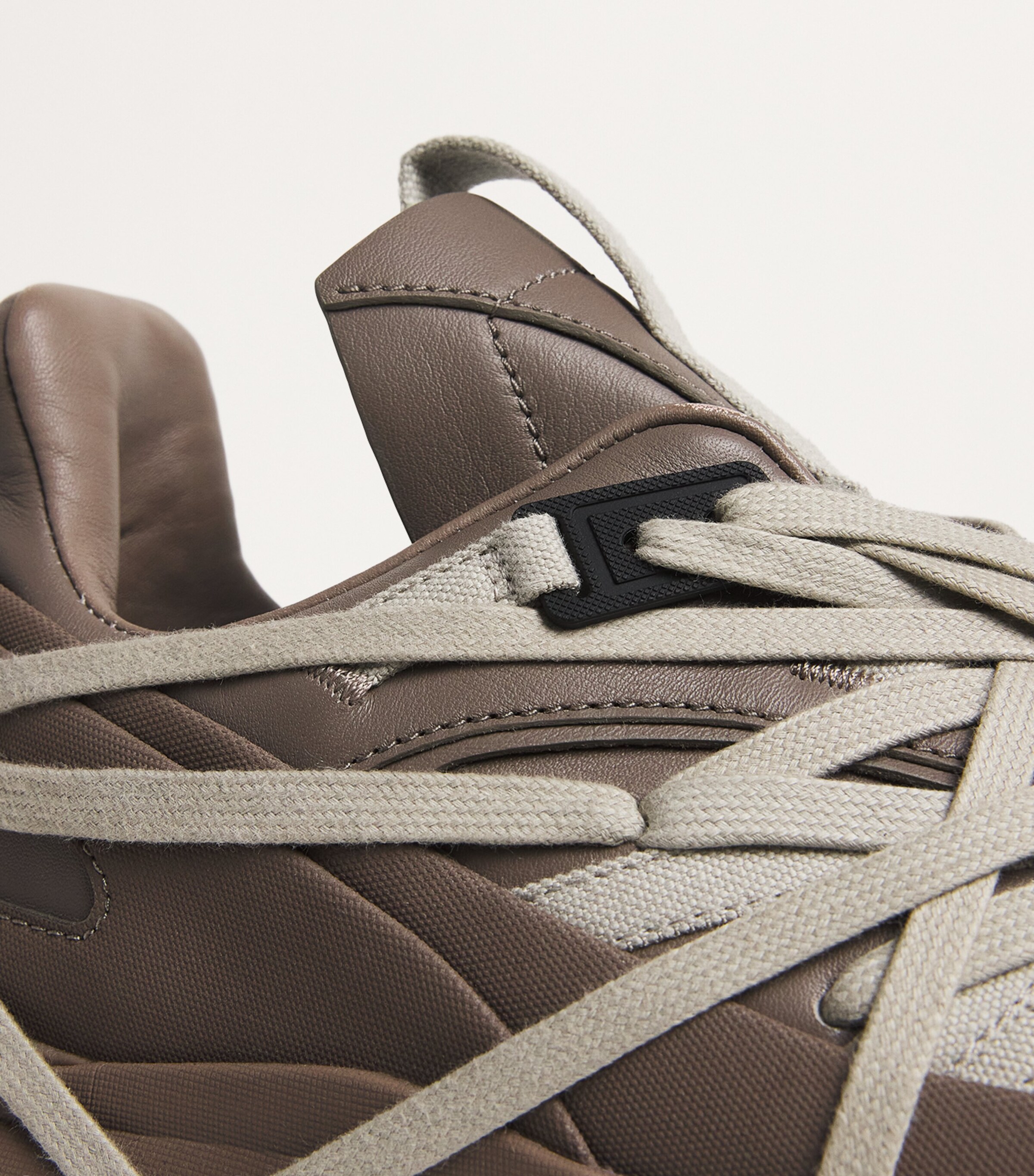 Rick Owens Beige x Moncler Leather Megalace Trailgrip Sneakers