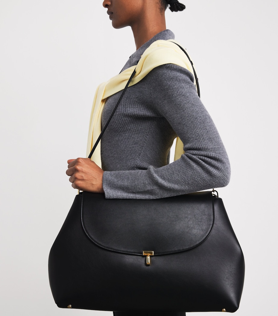 Calfskin T-Lock Satchel Bag 001 BLACK Image 5