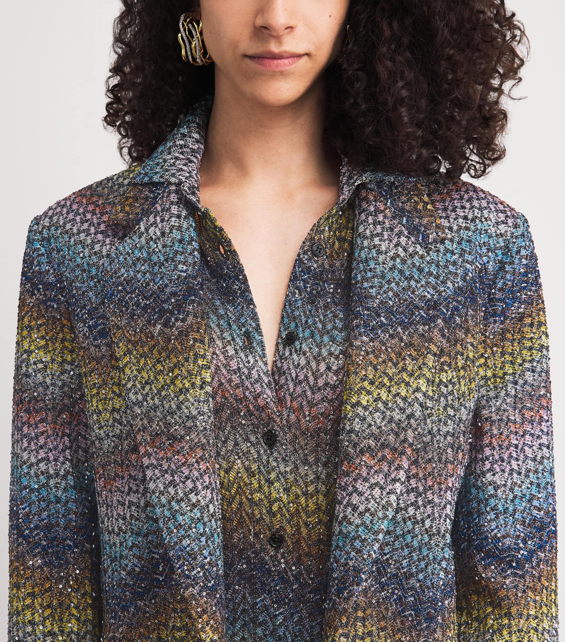 Missoni Womens Sequinned Zigzag Blazer Smsns Mlt Bl Ylw Vlt Image 3
