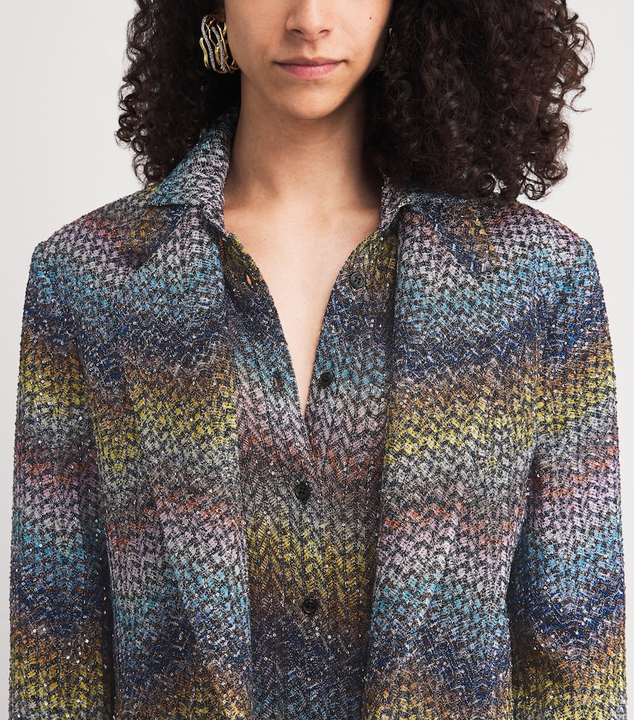 Missoni Womens Sequinned Zigzag Blazer Smsns Mlt Bl Ylw Vlt Image 3