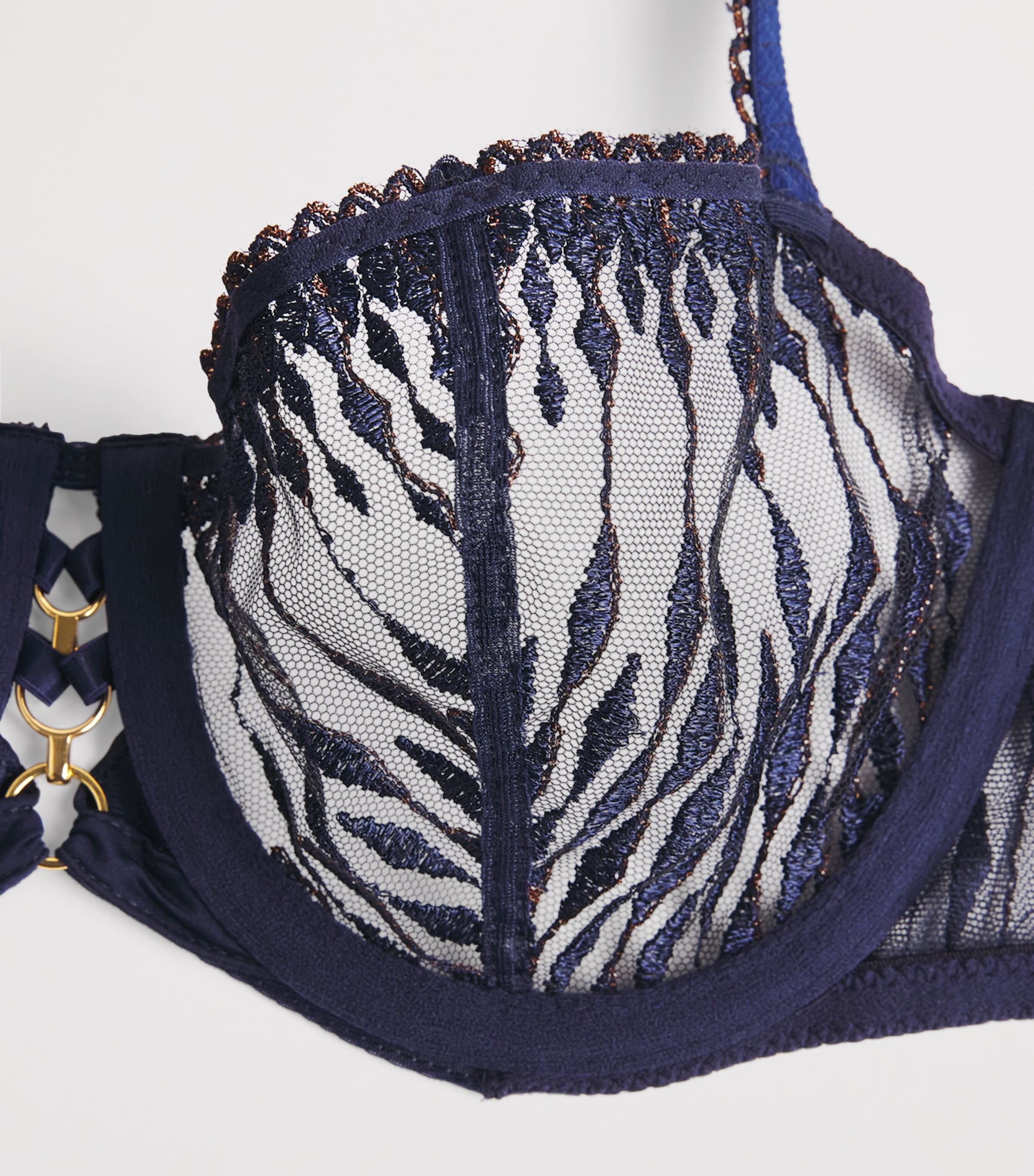 Aubade Womens Embroidered Voodoo Kiss Half-Cup Bra Blue Moon Image 4