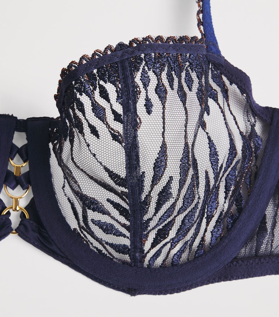 Aubade Womens Embroidered Voodoo Kiss Half-Cup Bra Blue Moon Image 4