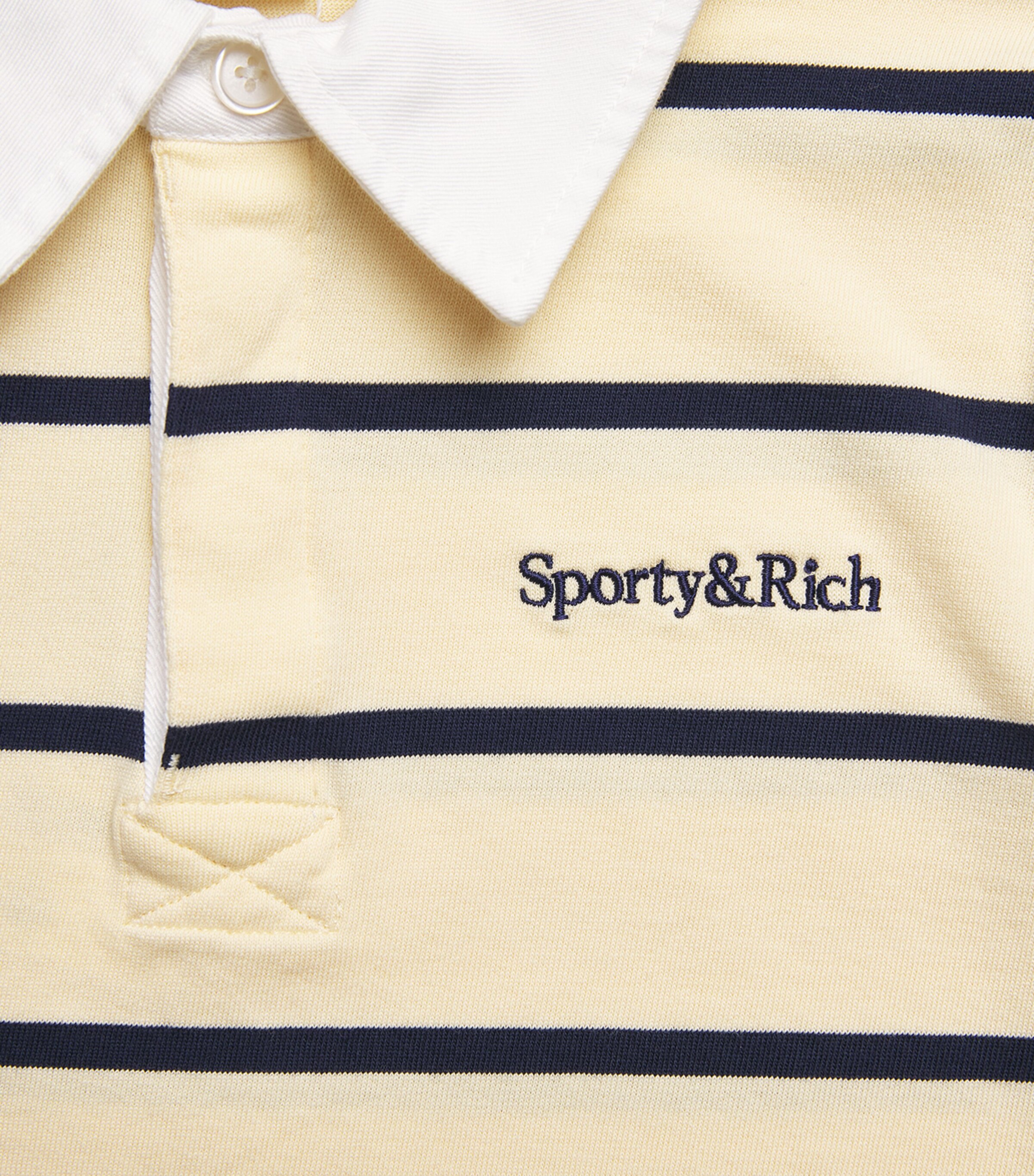 SPORTY & RICH KIDS Cotton Logo Rugby Shirt (2-14 Years) Almond/navy/navy Image 3