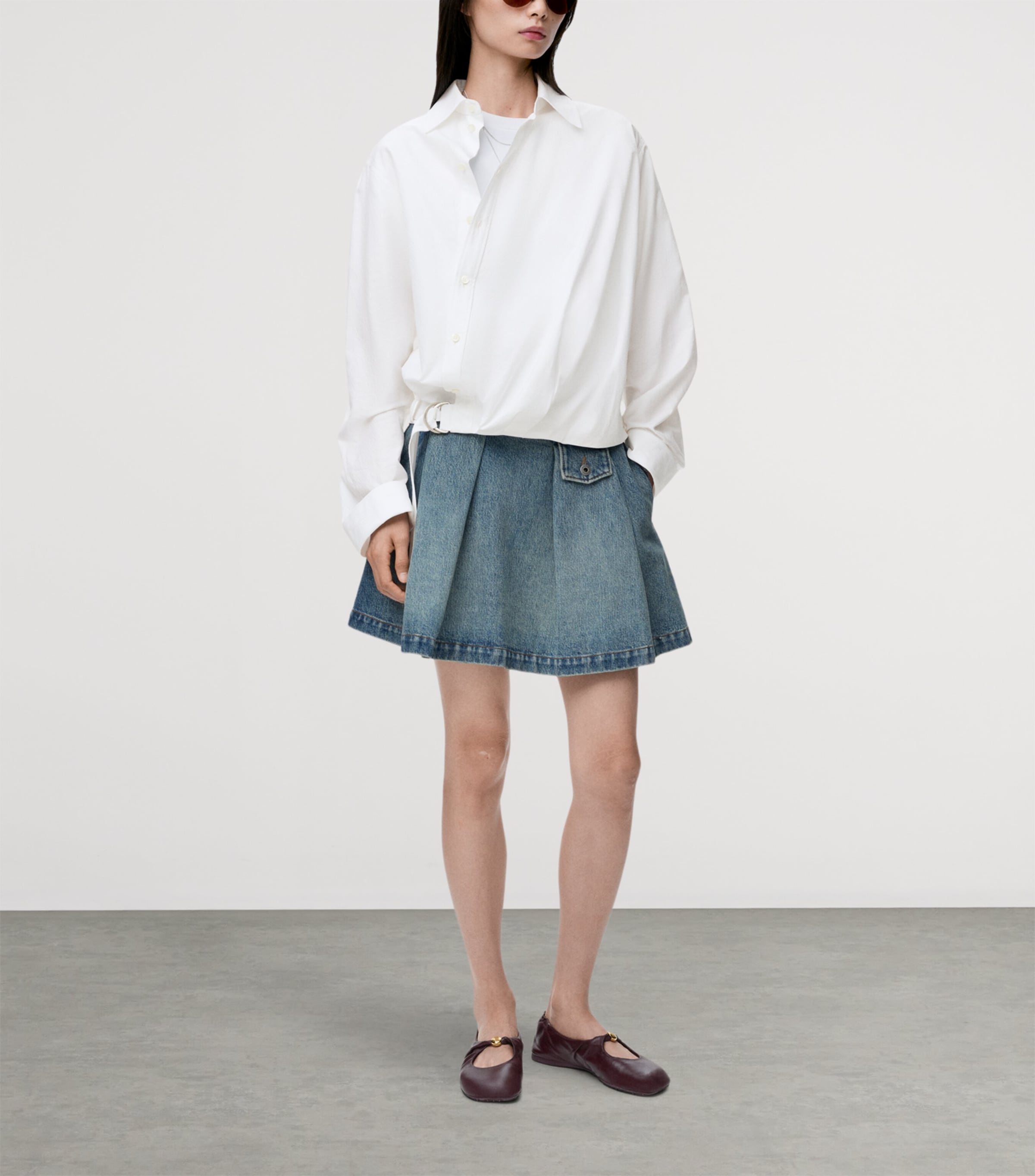 Cotton Asymmetric Shirt WHITE Image 2