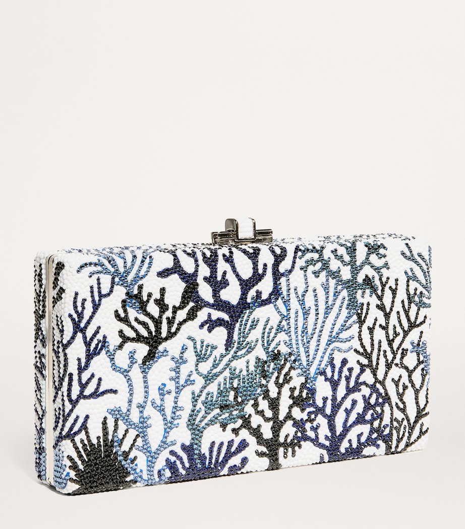 Judith Leiber Rare Coral Clutch Bag Silver Dk Indigo Mlt Image 3